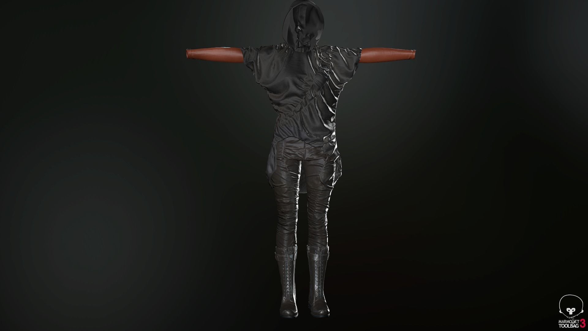 Female Ninja Outfit 2  Low-poly 3D model_50