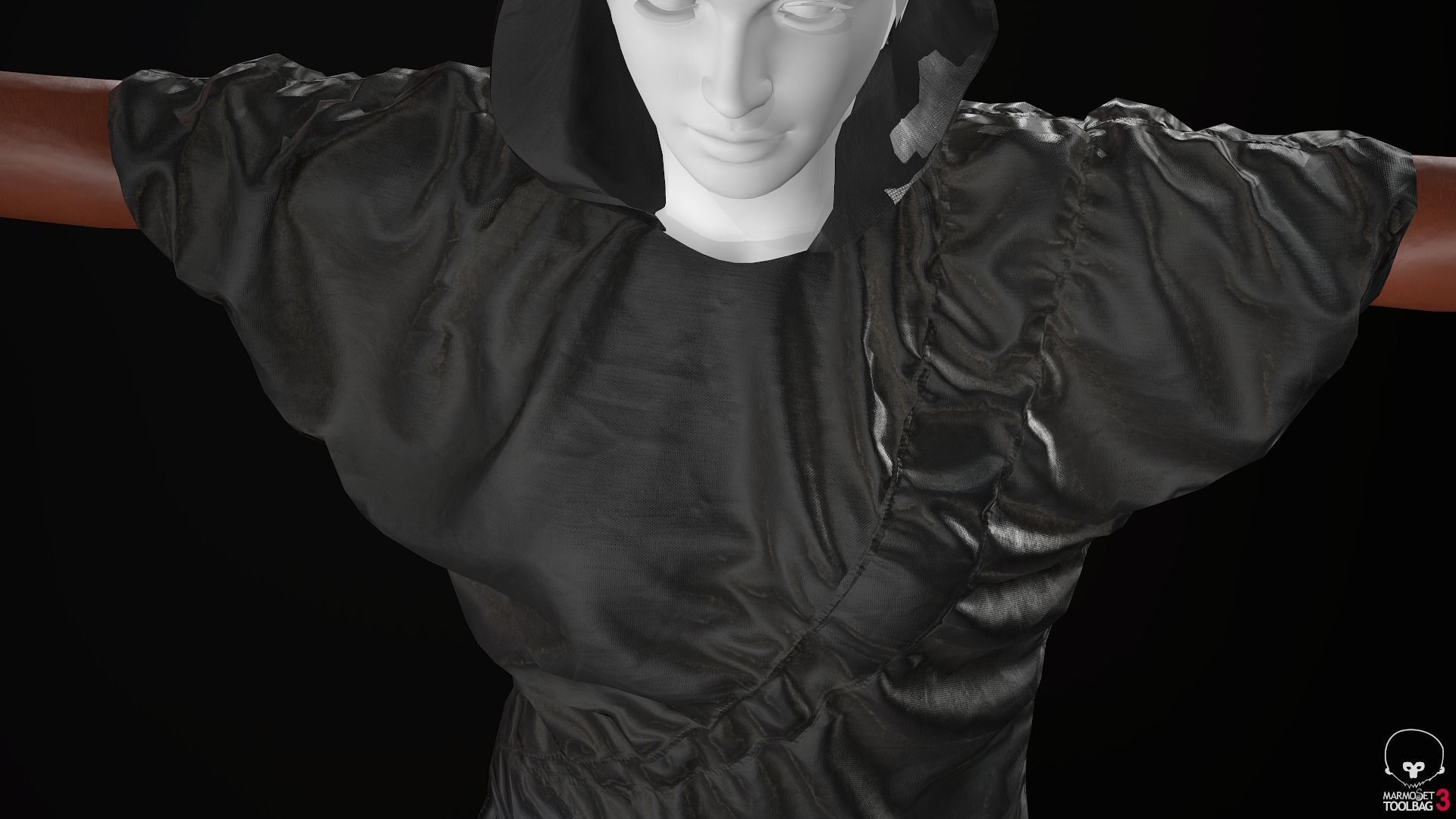 Female Ninja Outfit 2  Low-poly 3D model_15