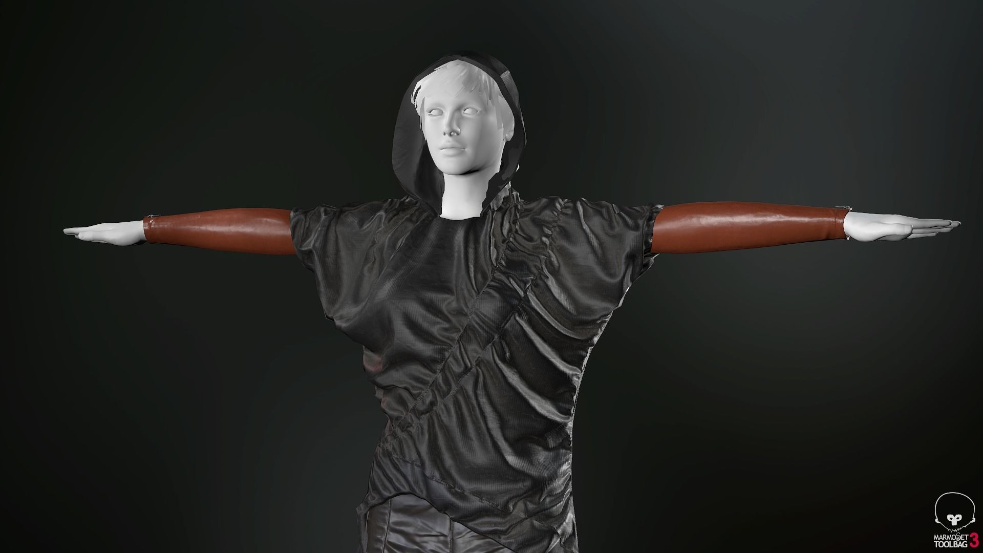 Female Ninja Outfit 2  Low-poly 3D model_8