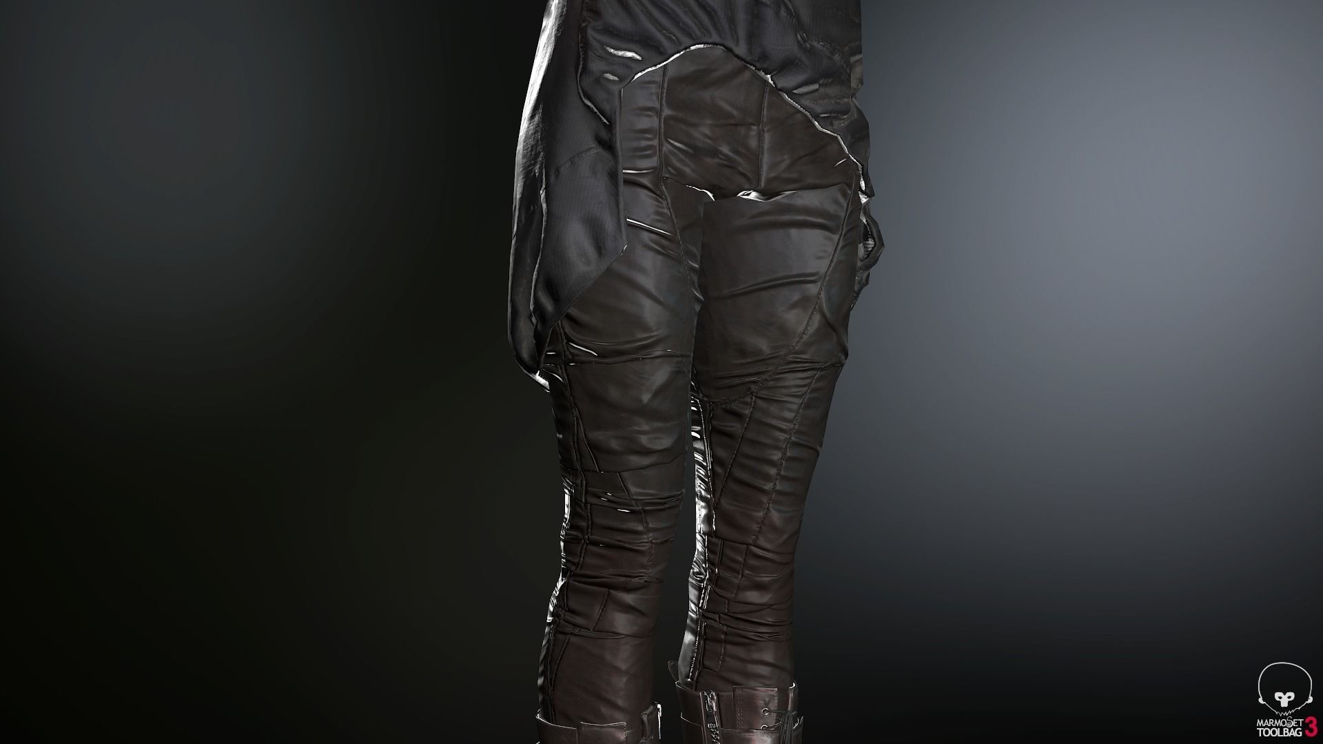 Female Ninja Outfit 2  Low-poly 3D model_22