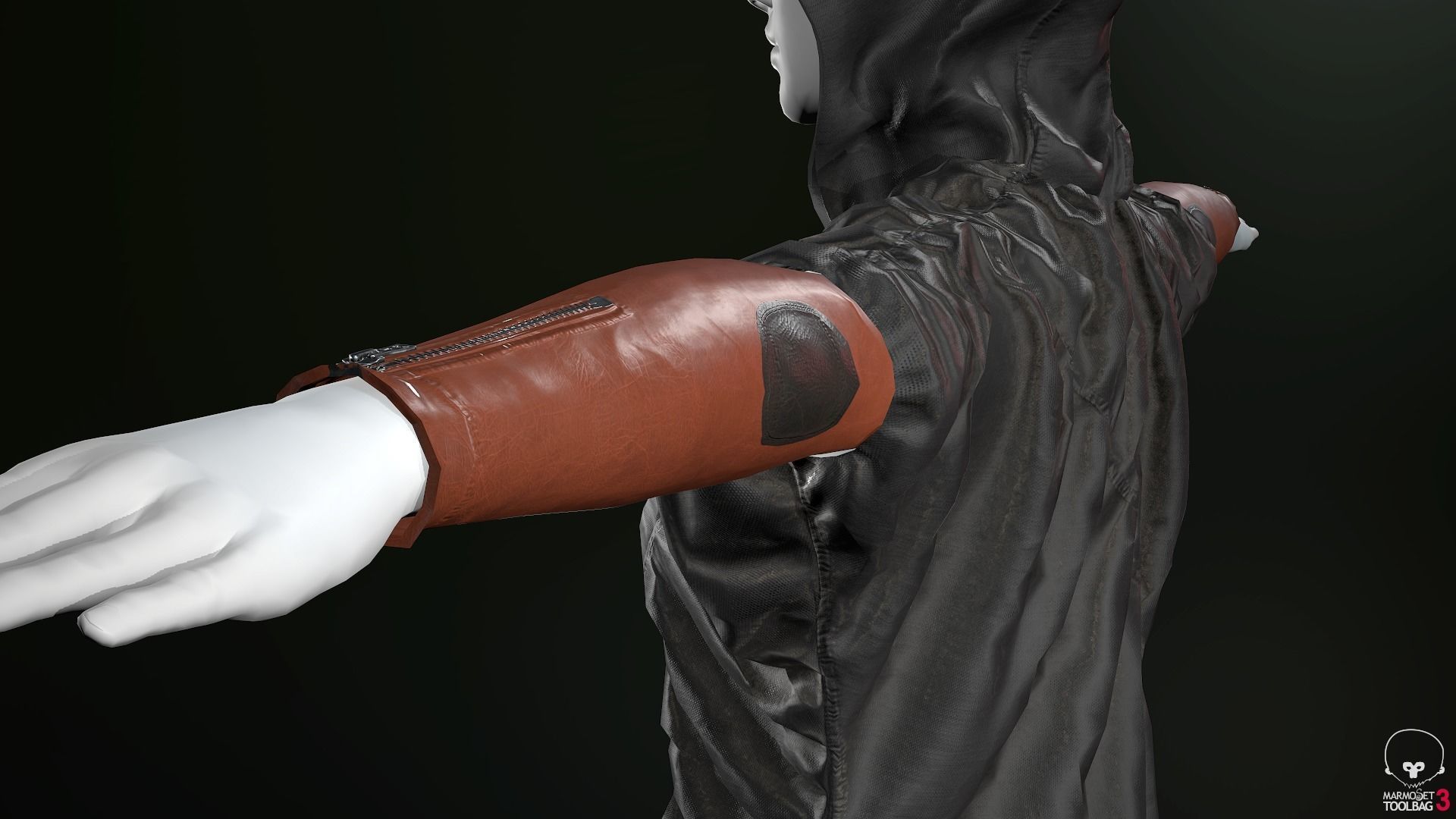 Female Ninja Outfit 2  Low-poly 3D model_16