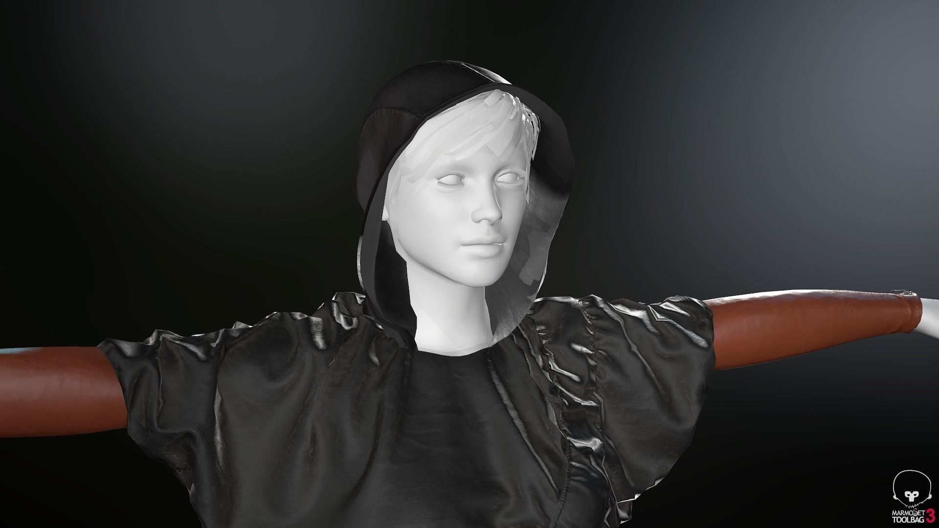 Female Ninja Outfit 2  Low-poly 3D model_23