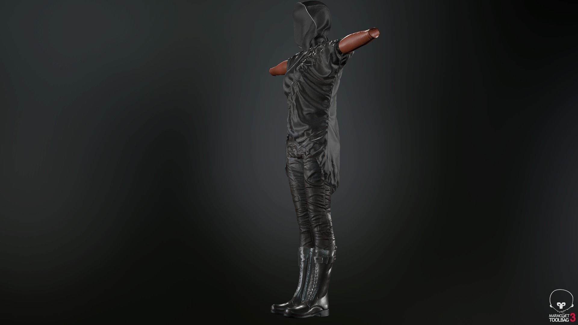 Female Ninja Outfit 2  Low-poly 3D model_46