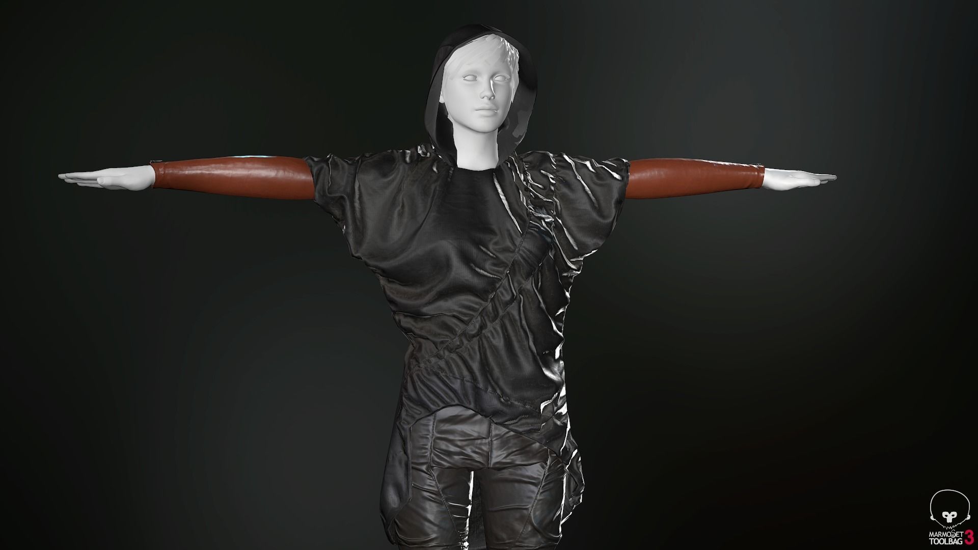 Female Ninja Outfit 2  Low-poly 3D model_2