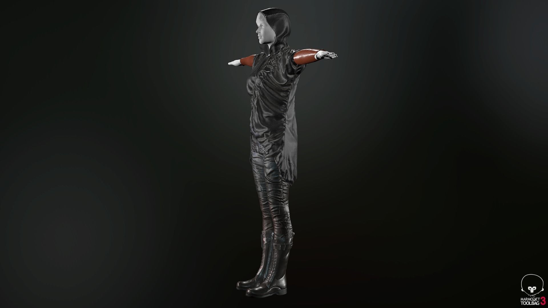Female Ninja Outfit 2  Low-poly 3D model_7