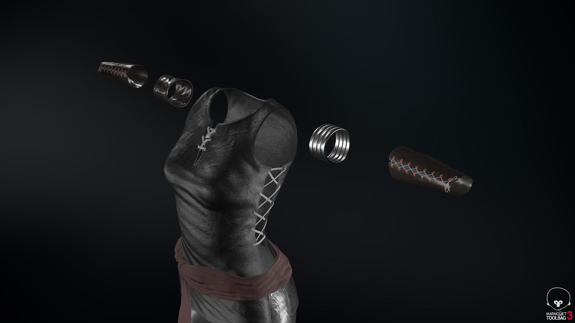 Female Ninja Outfit 1 Low-poly 3D model_55