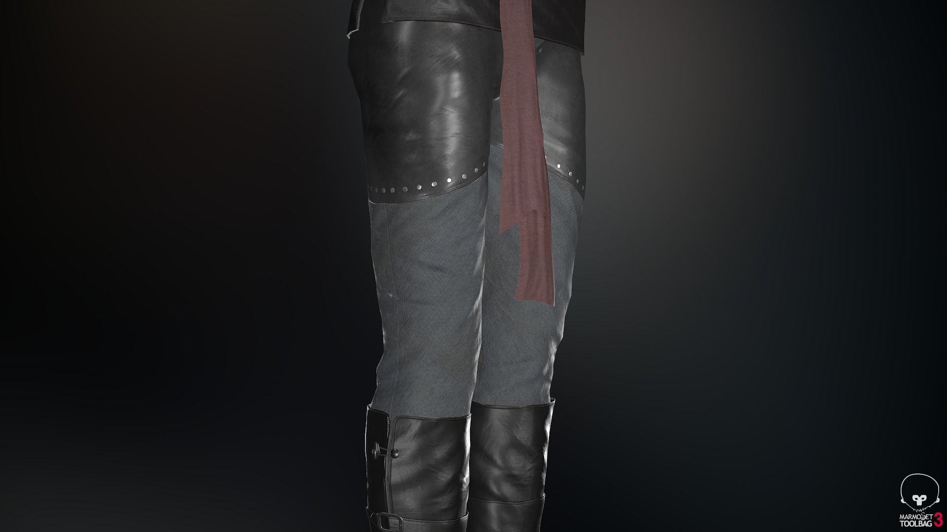 Female Ninja Outfit 1 Low-poly 3D model_35