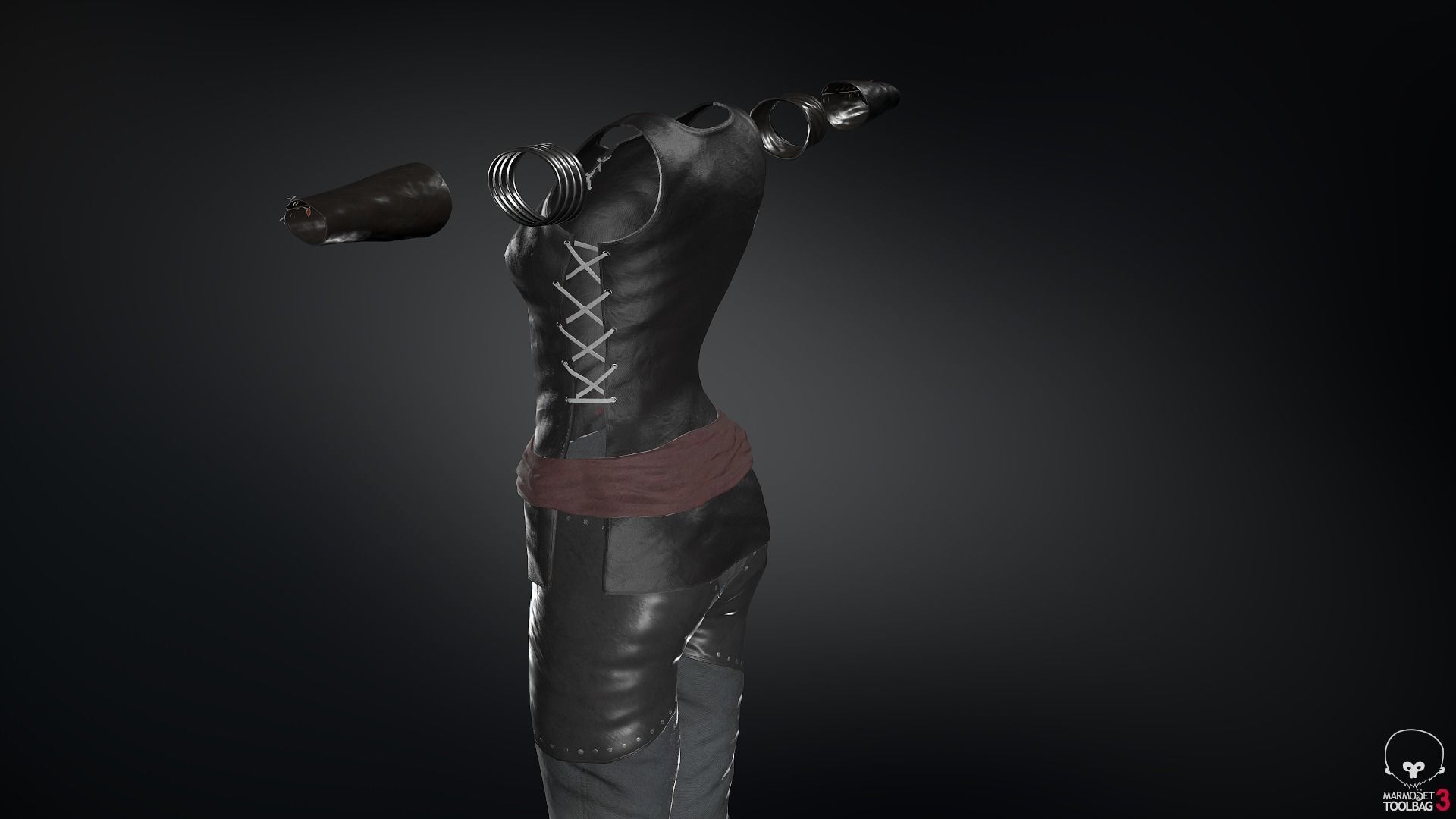 Female Ninja Outfit 1 Low-poly 3D model_54