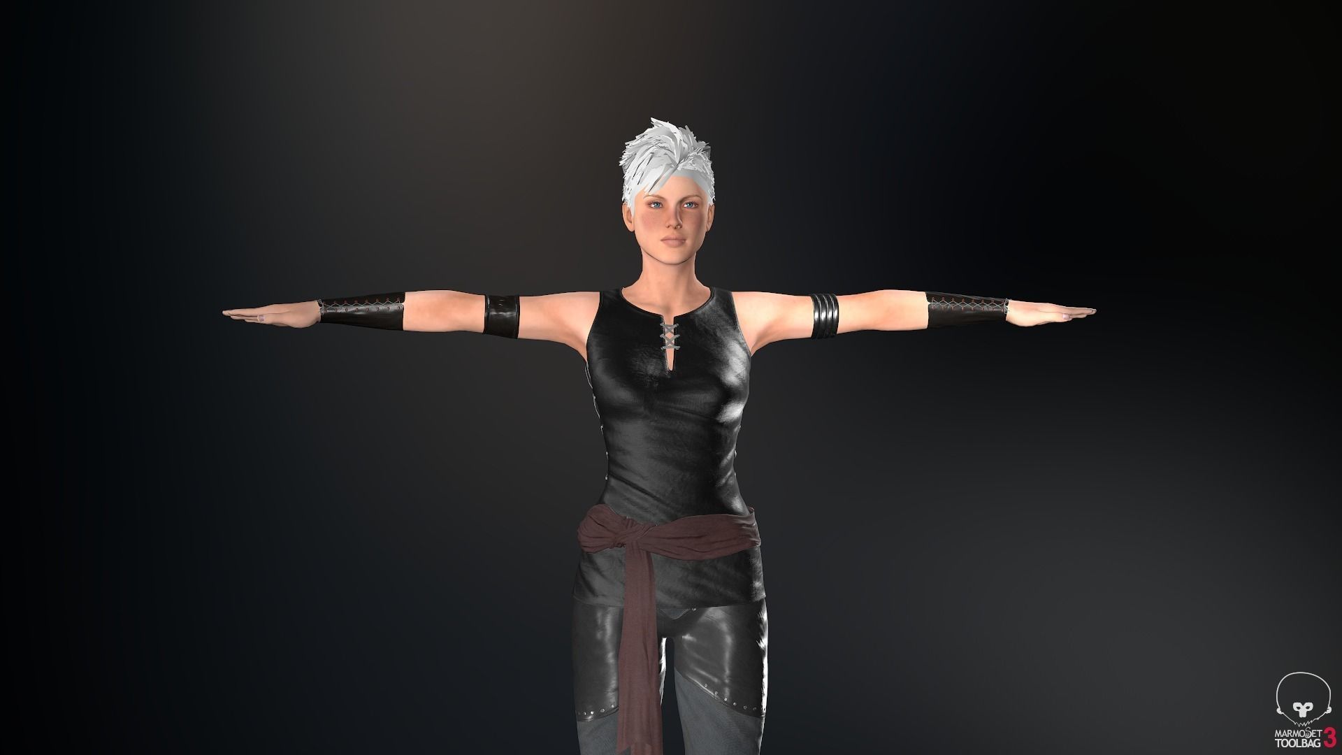 Female Ninja Outfit 1 Low-poly 3D model_3