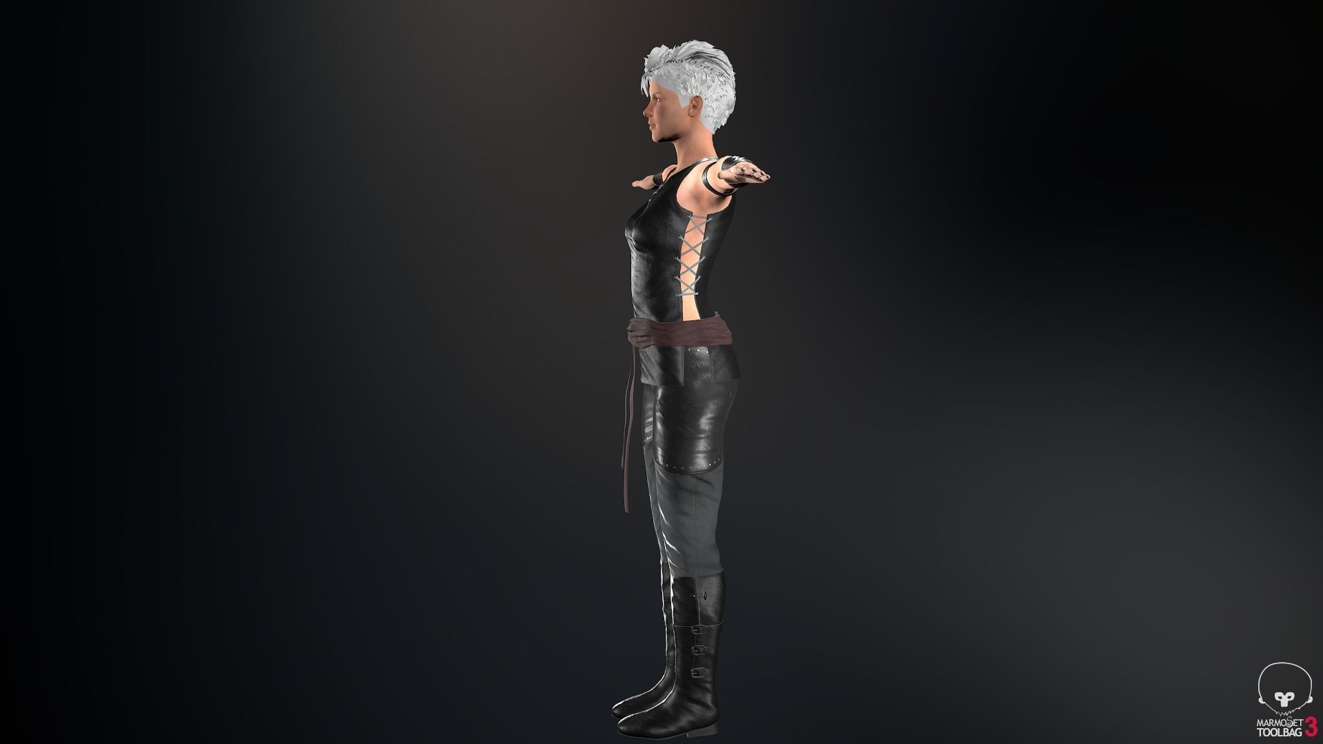 Female Ninja Outfit 1 Low-poly 3D model_7
