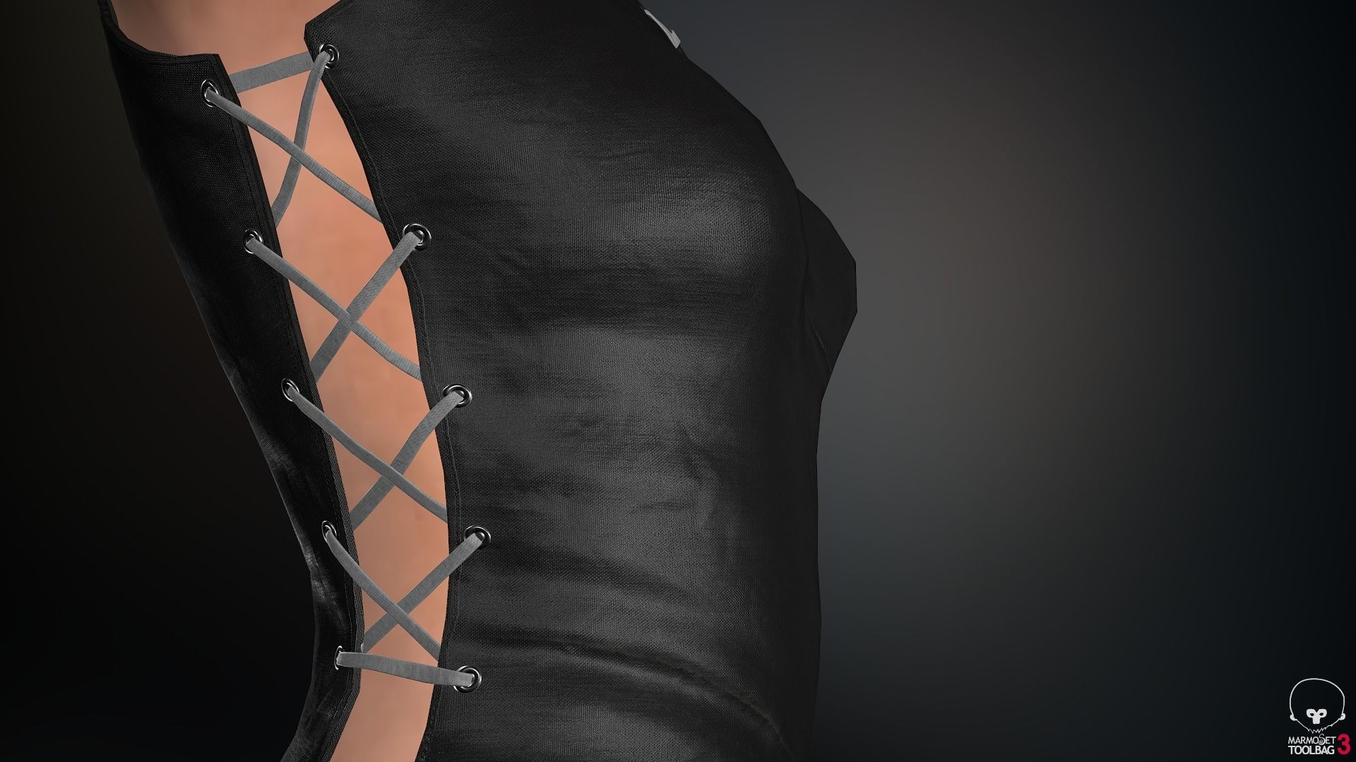 Female Ninja Outfit 1 Low-poly 3D model_10