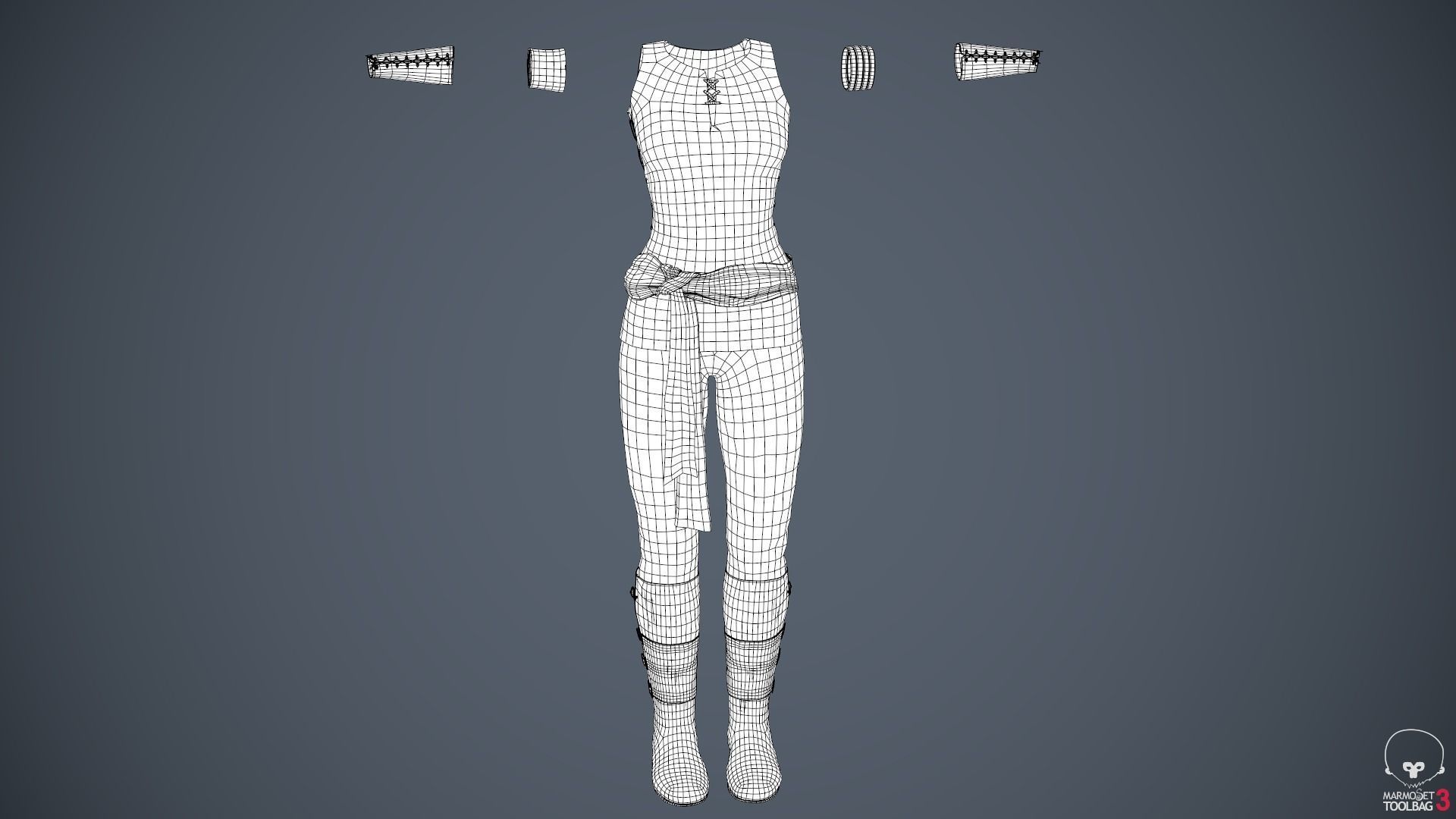 Female Ninja Outfit 1 Low-poly 3D model_57
