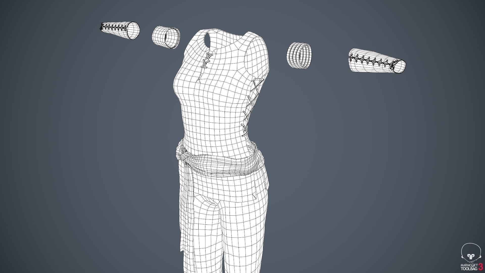 Female Ninja Outfit 1 Low-poly 3D model_61