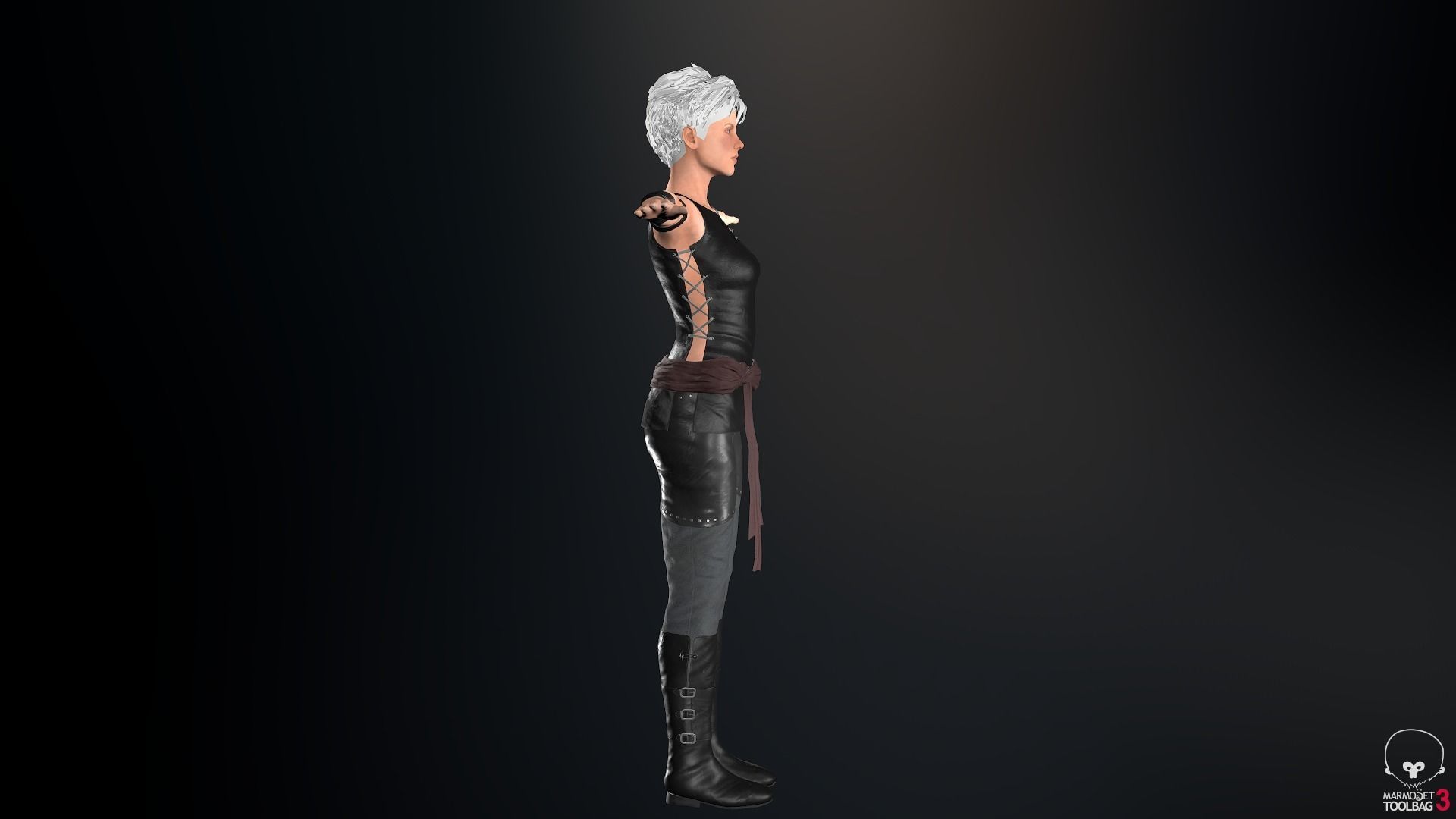 Female Ninja Outfit 1 Low-poly 3D model_5