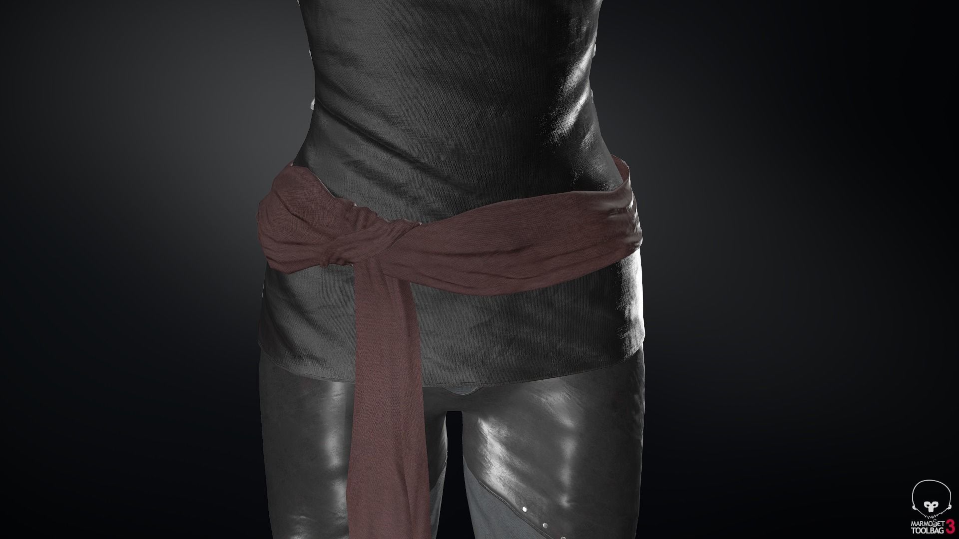 Female Ninja Outfit 1 Low-poly 3D model_23