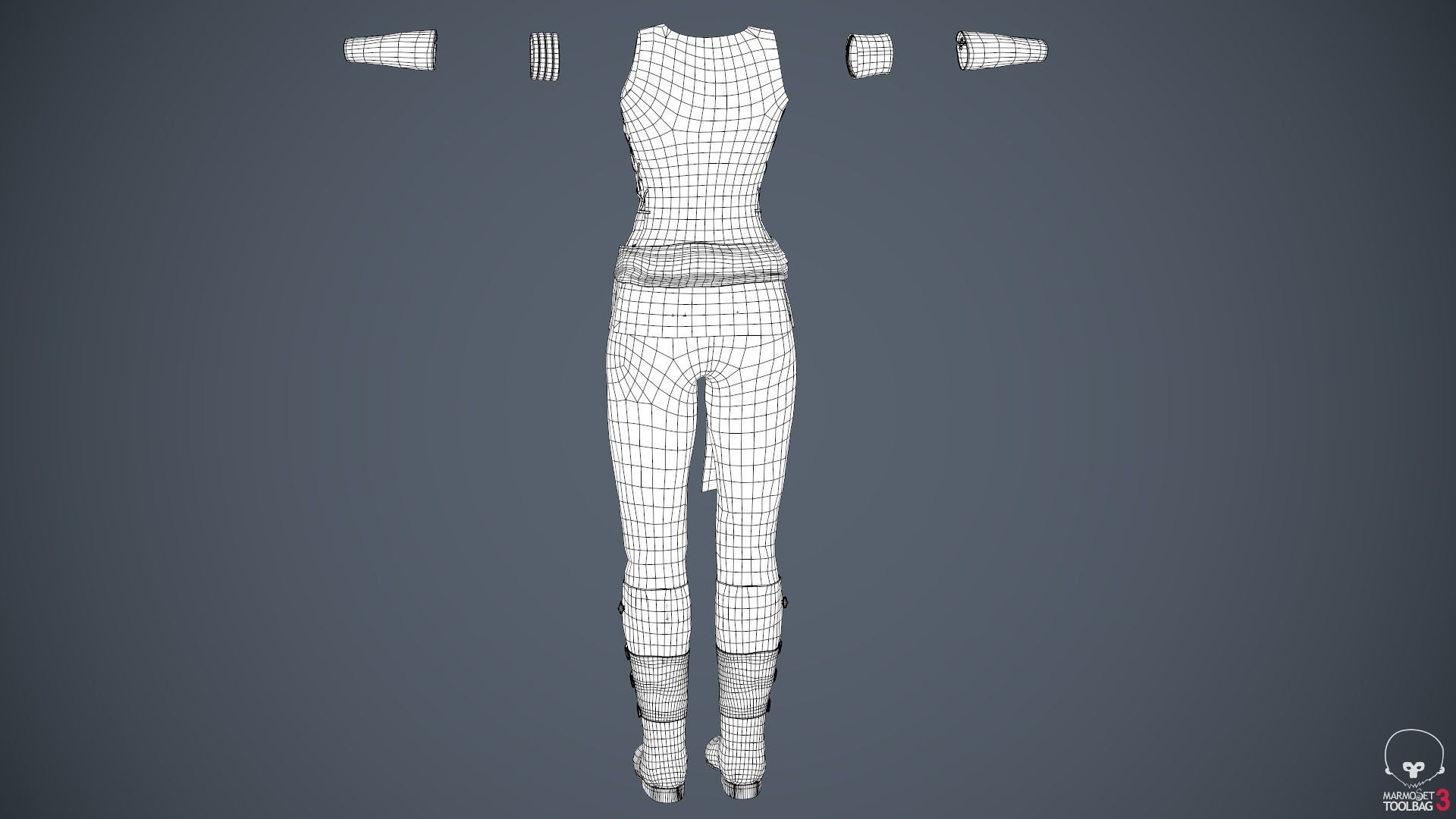 Female Ninja Outfit 1 Low-poly 3D model_59