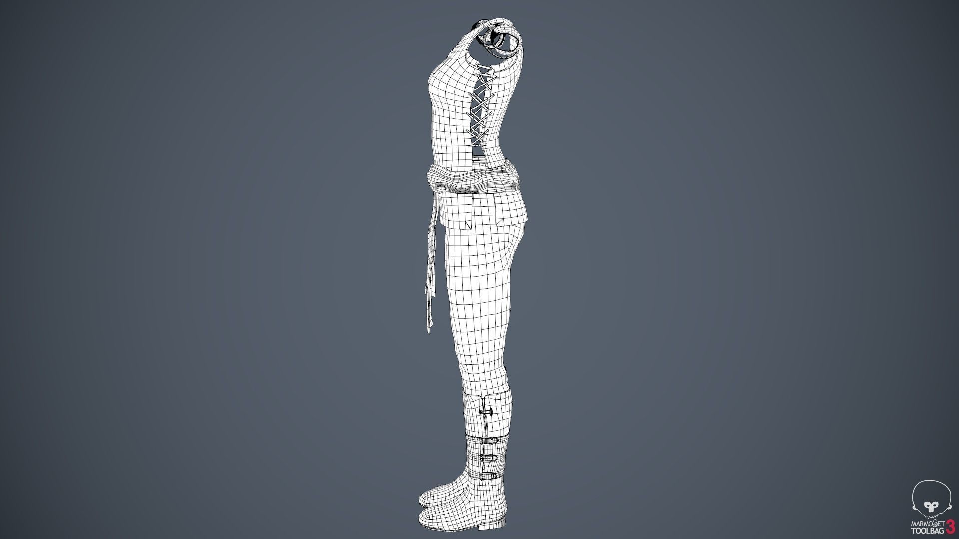 Female Ninja Outfit 1 Low-poly 3D model_60