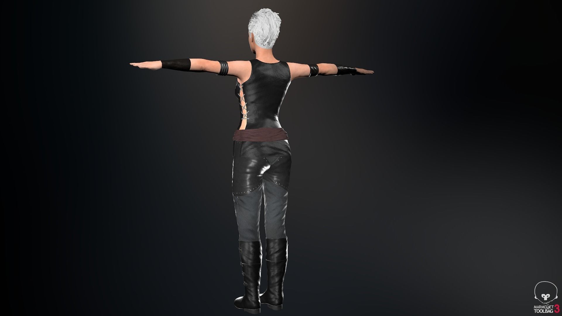 Female Ninja Outfit 1 Low-poly 3D model_6