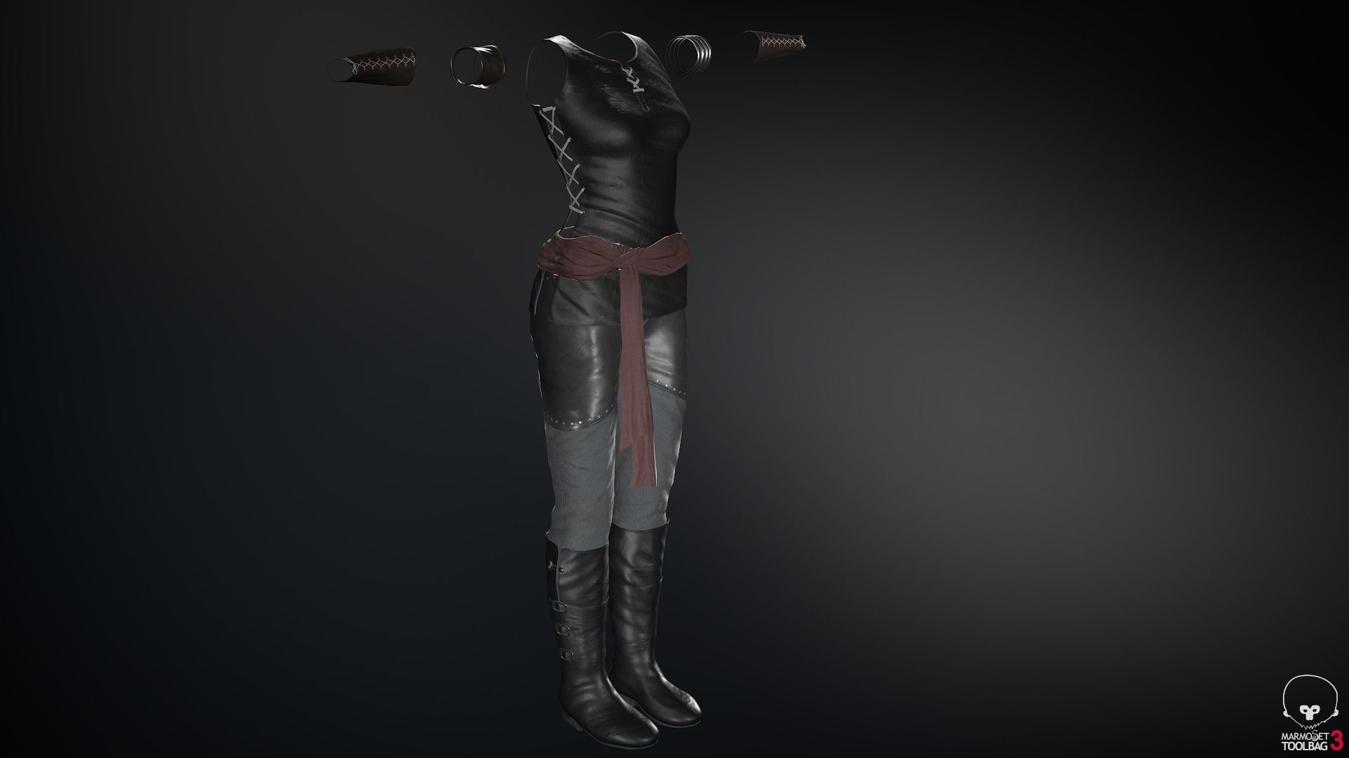 Female Ninja Outfit 1 Low-poly 3D model_52