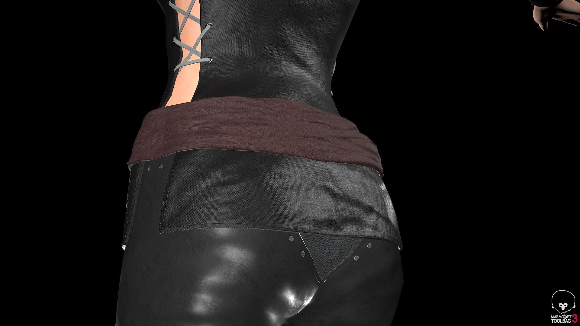 Female Ninja Outfit 1 Low-poly 3D model_25