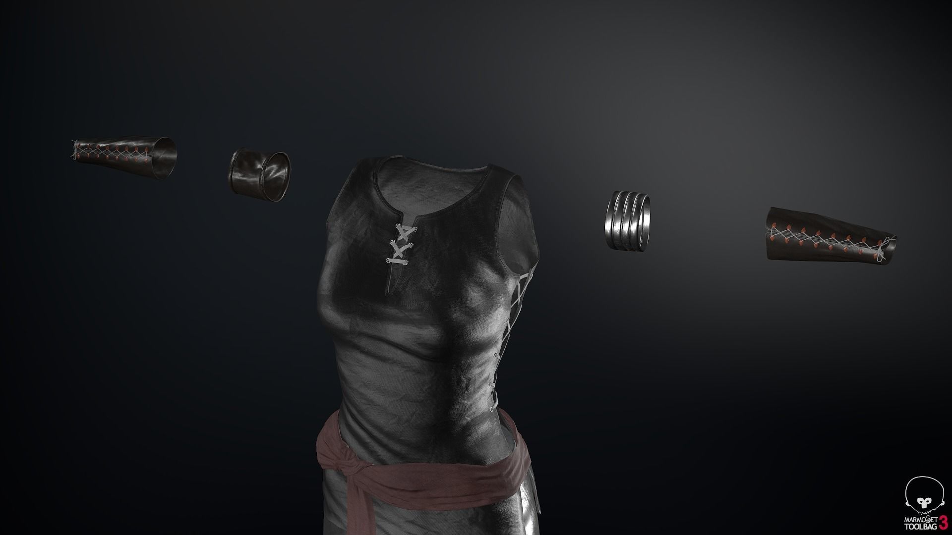 Female Ninja Outfit 1 Low-poly 3D model_56