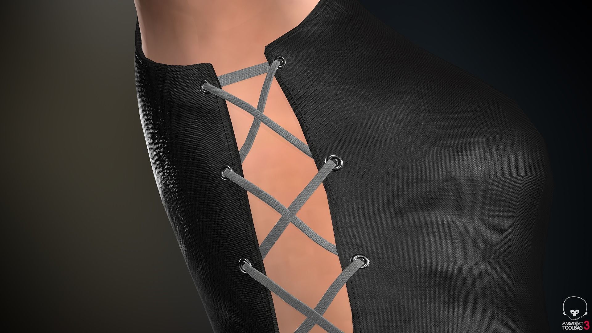 Female Ninja Outfit 1 Low-poly 3D model_11