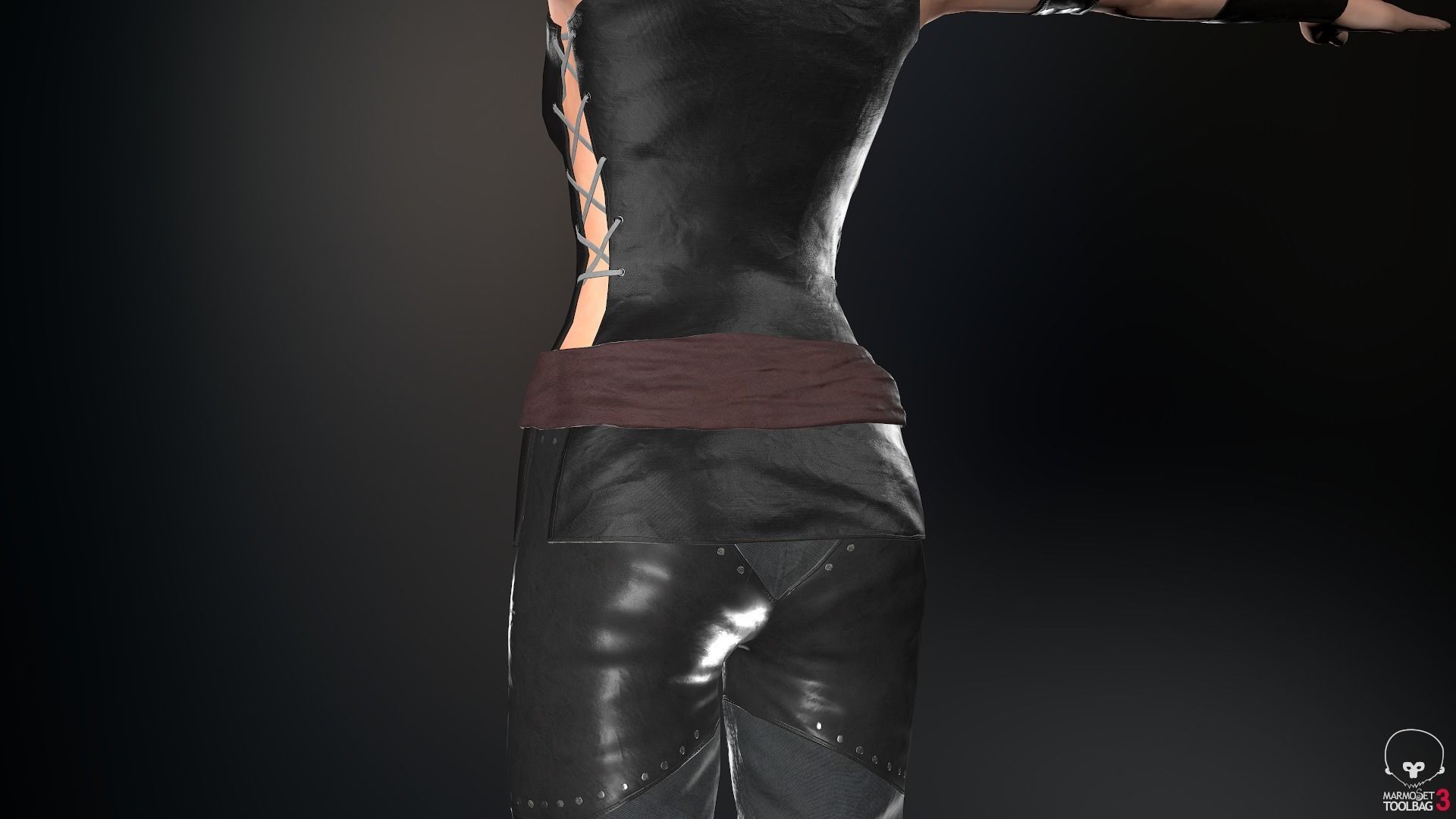 Female Ninja Outfit 1 Low-poly 3D model_22