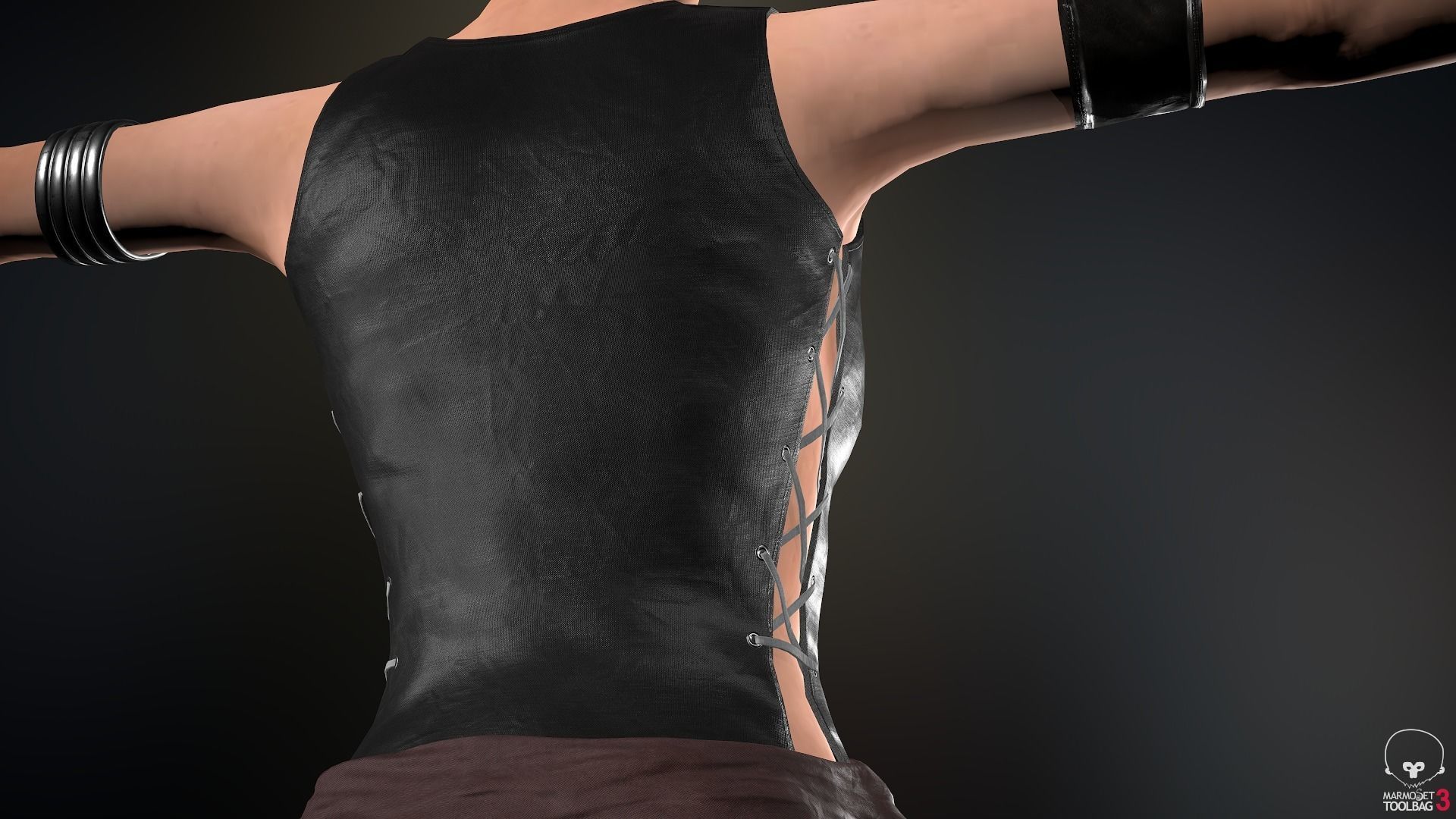 Female Ninja Outfit 1 Low-poly 3D model_13