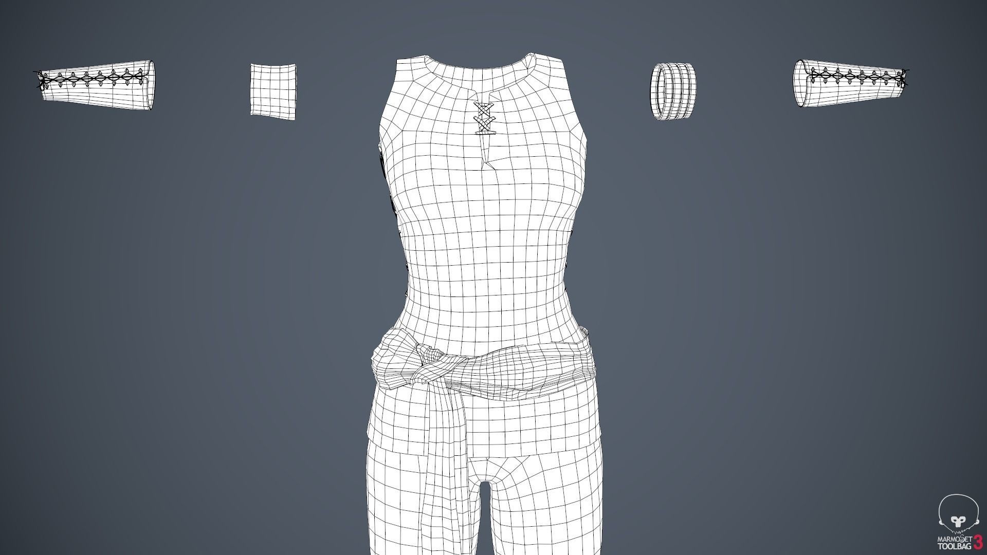 Female Ninja Outfit 1 Low-poly 3D model_62