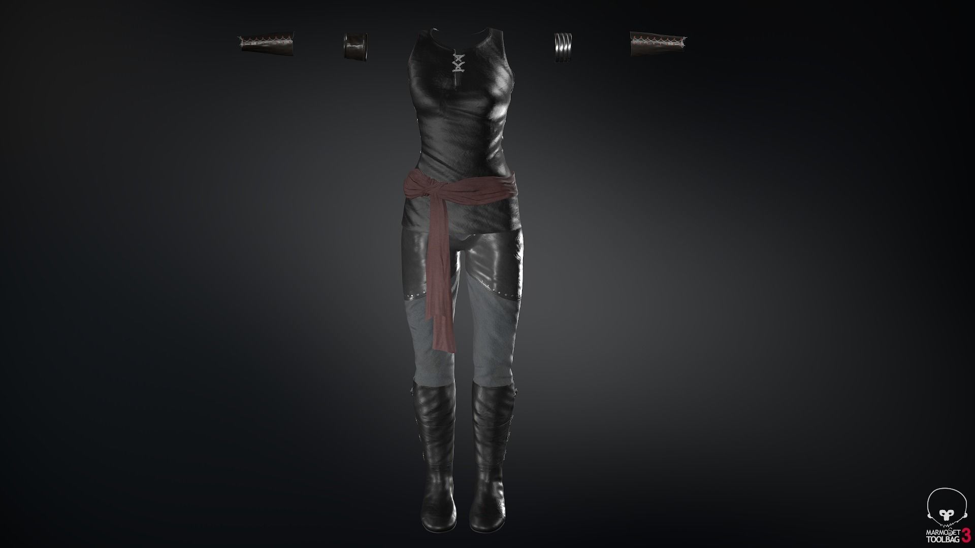 Female Ninja Outfit 1 Low-poly 3D model_51