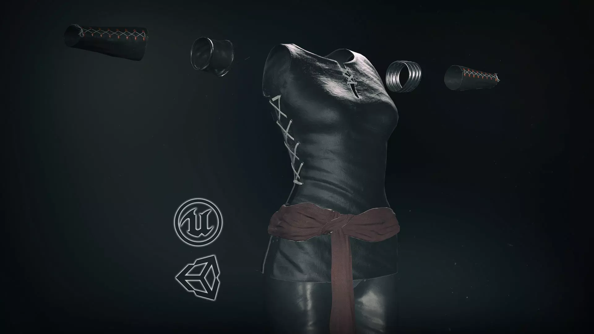 Female Ninja Outfit 1 Low-poly 3D model_0