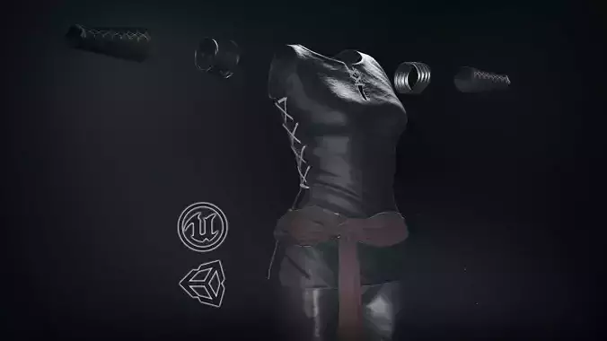 Female Ninja Outfit 1 Low-poly 3D model Female Ninja Outfit 1 Low-poly 3D model