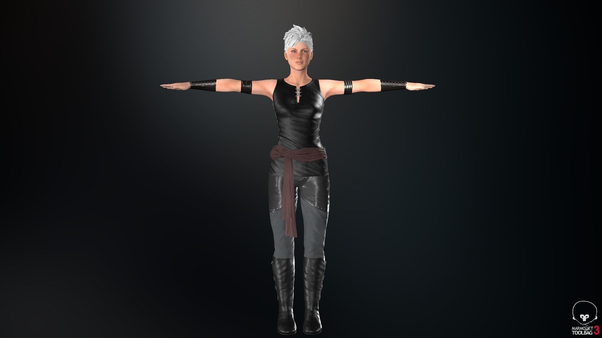 Female Ninja Outfit 1 Low-poly 3D model_4