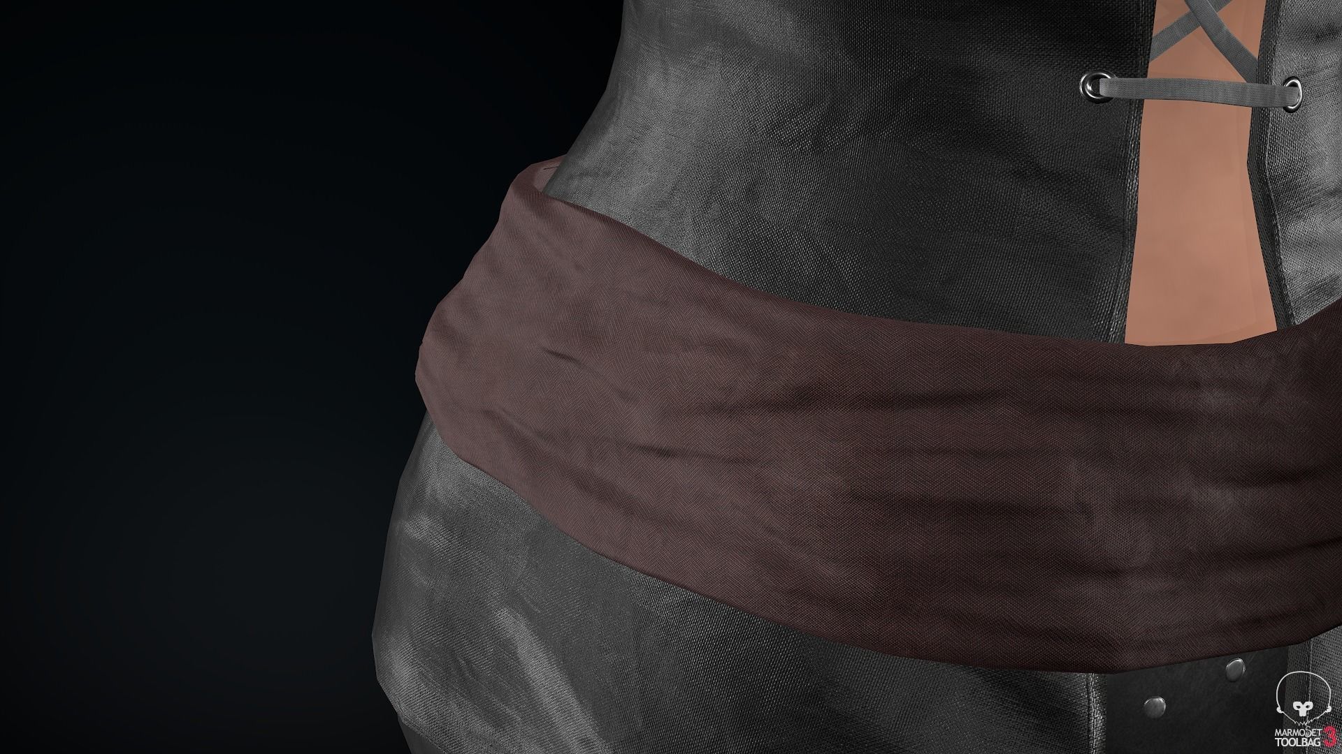 Female Ninja Outfit 1 Low-poly 3D model_26