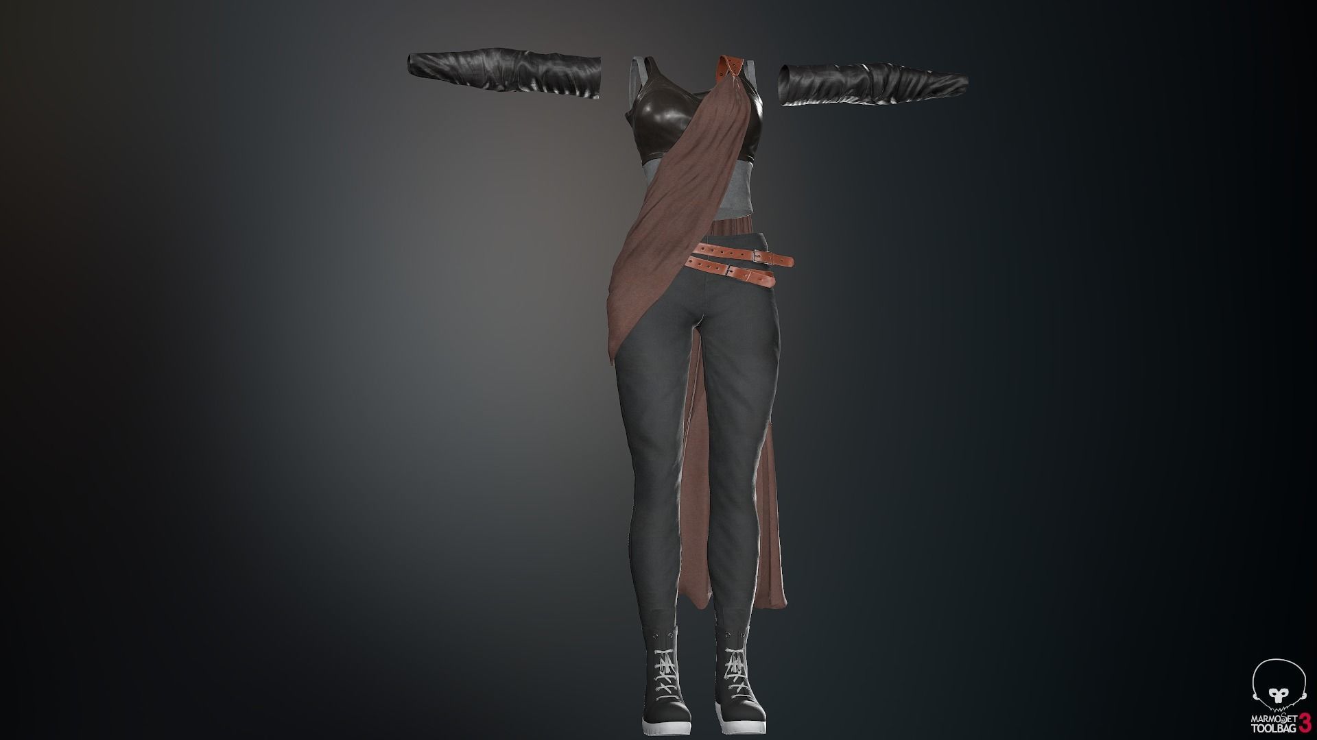 Female Ninja Outfit 3 Low-poly 3D model_60