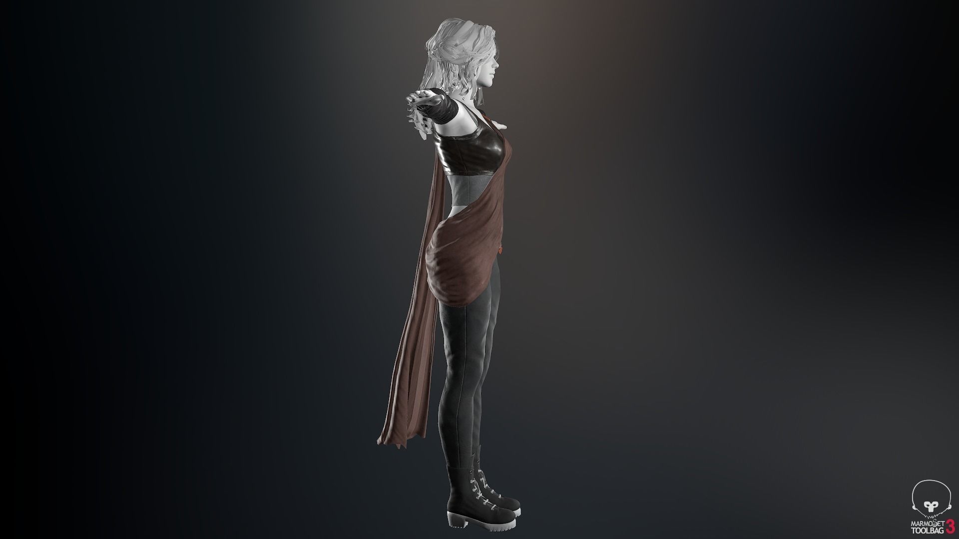 Female Ninja Outfit 3 Low-poly 3D model_8