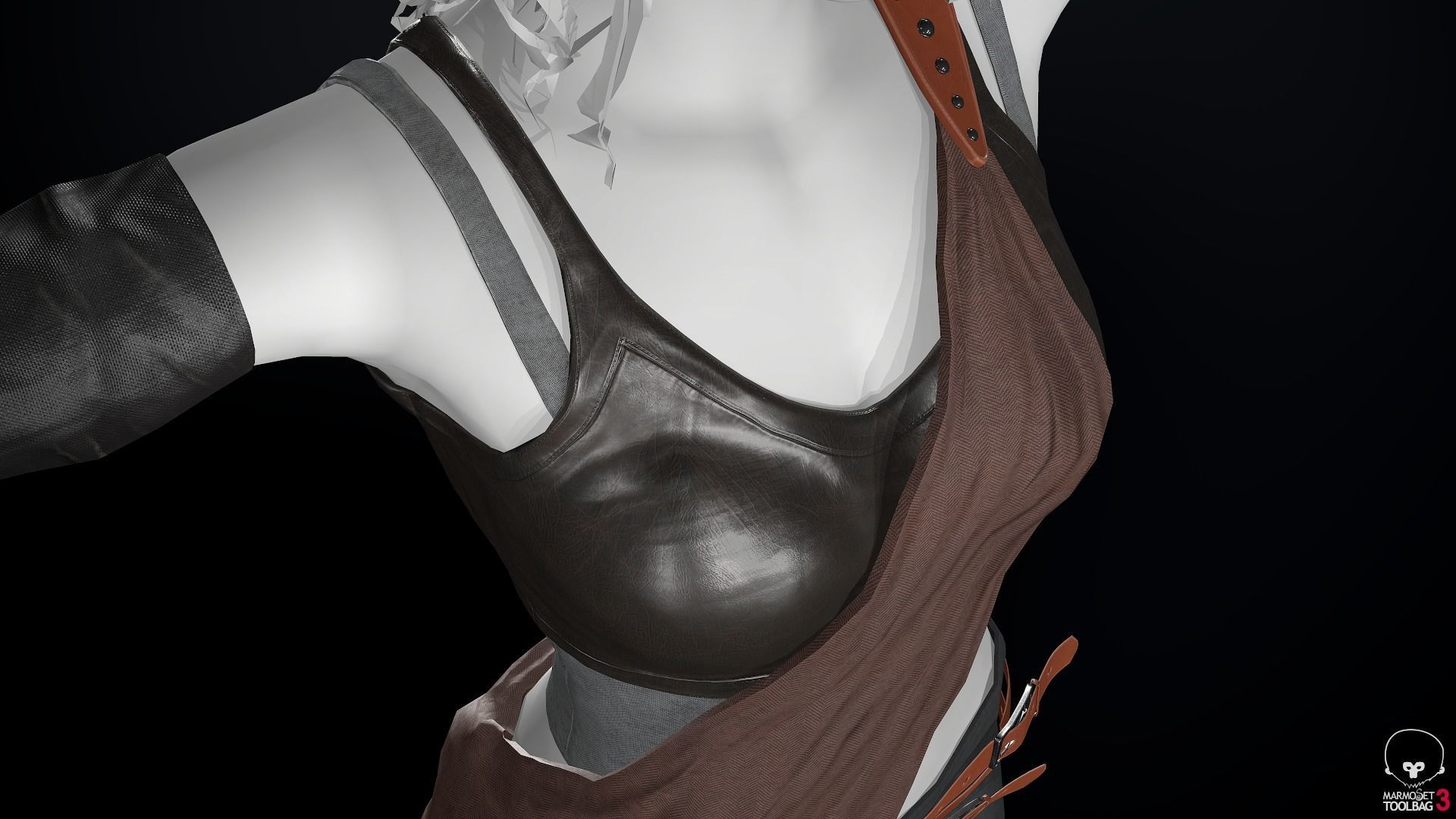 Female Ninja Outfit 3 Low-poly 3D model_13