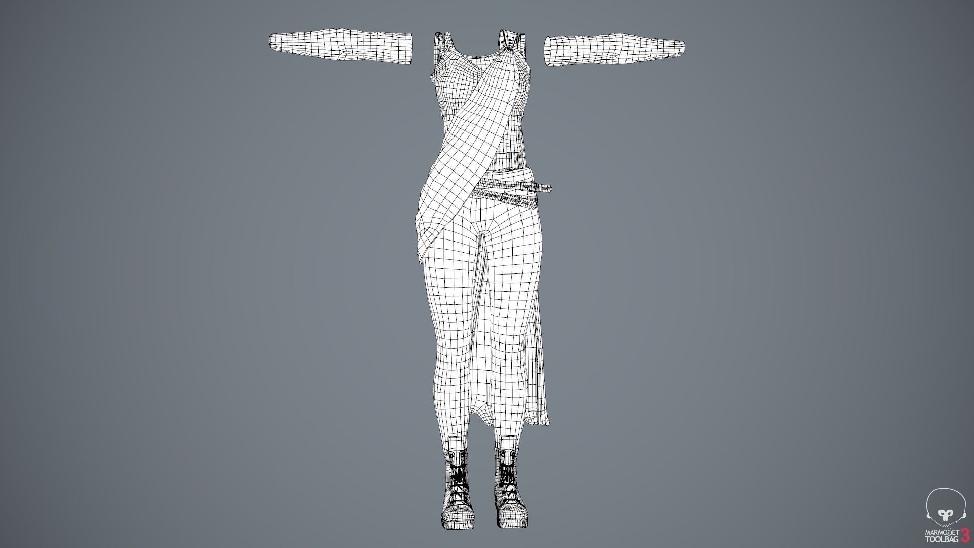 Female Ninja Outfit 3 Low-poly 3D model_61