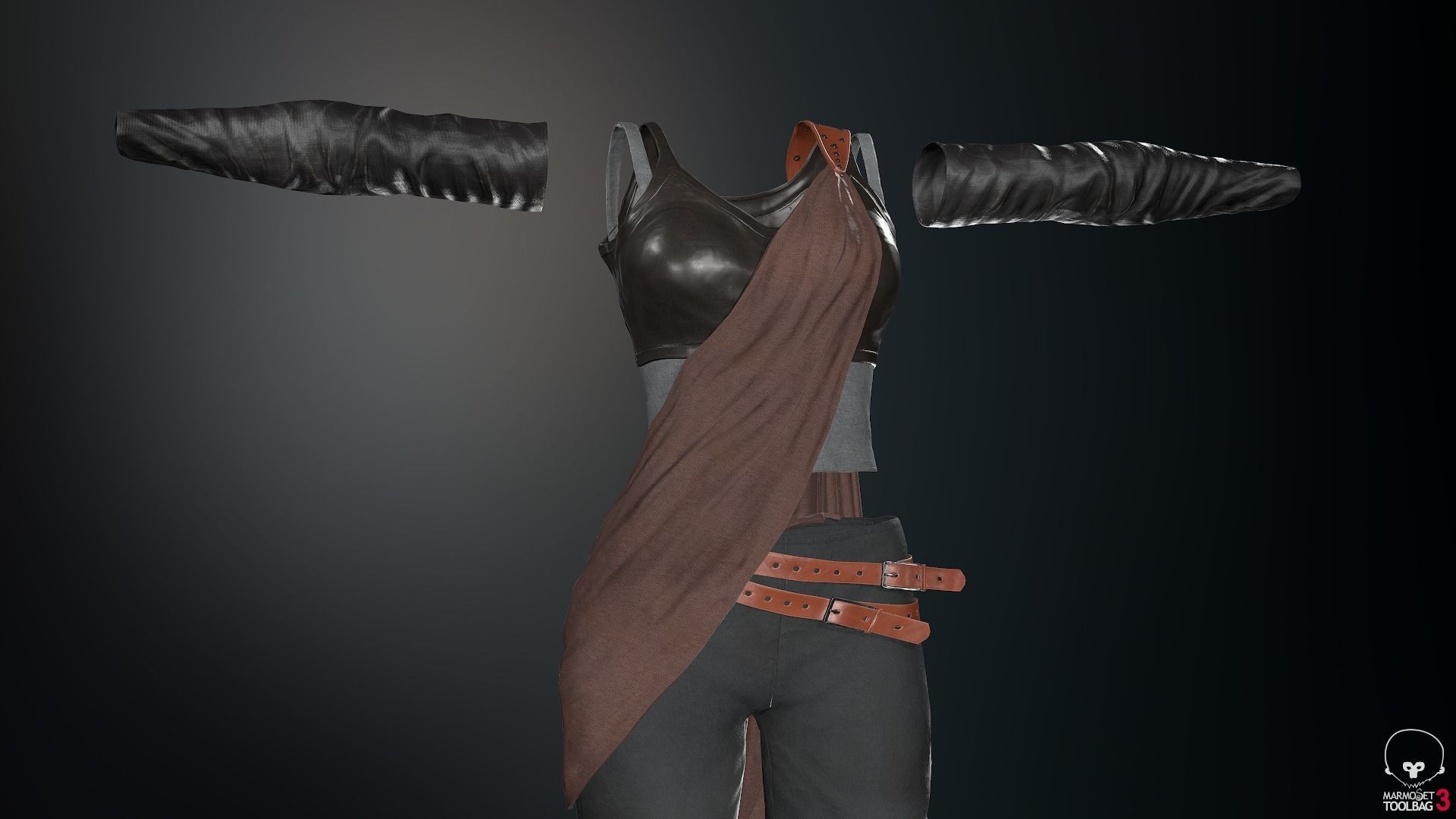 Female Ninja Outfit 3 Low-poly 3D model_59