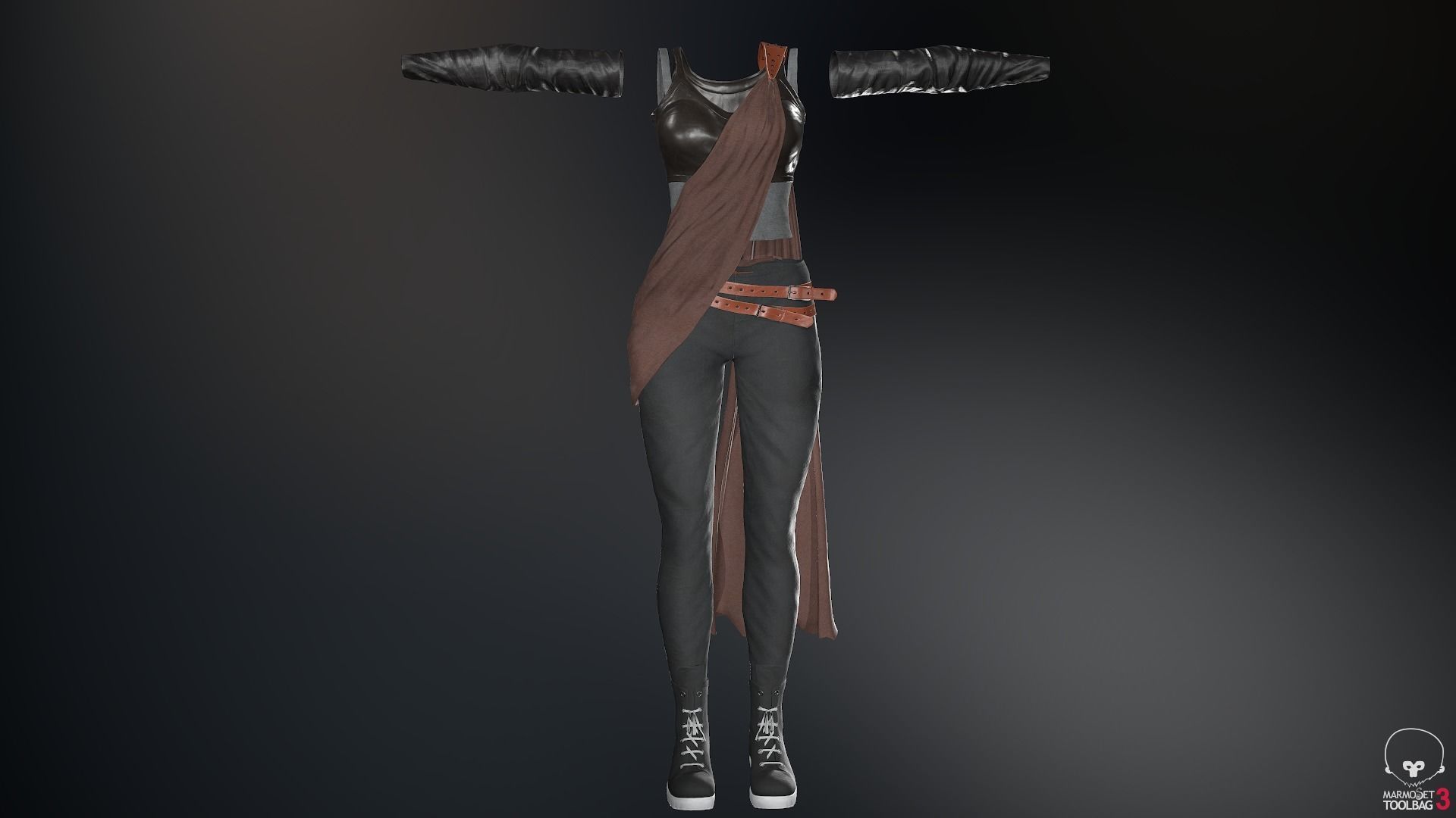 Female Ninja Outfit 3 Low-poly 3D model_54