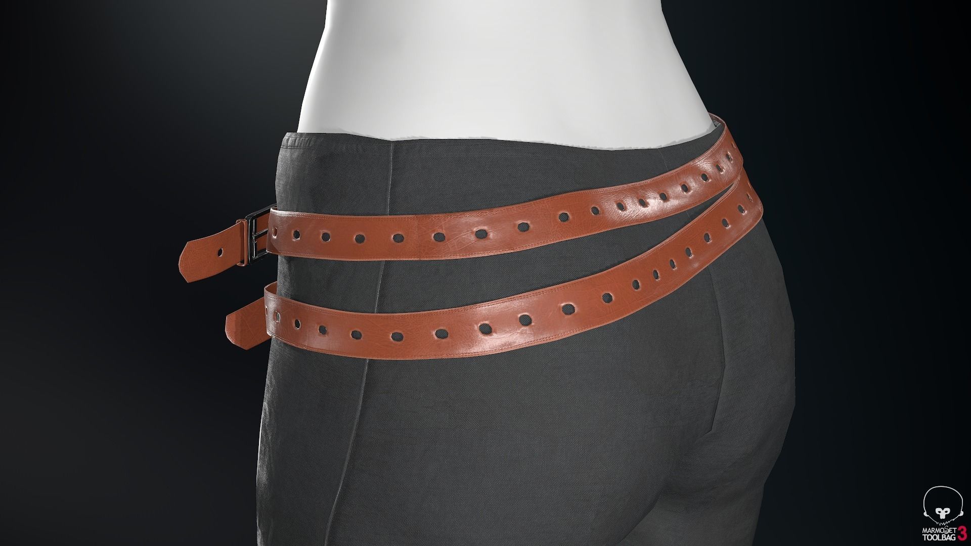 Female Ninja Outfit 3 Low-poly 3D model_37