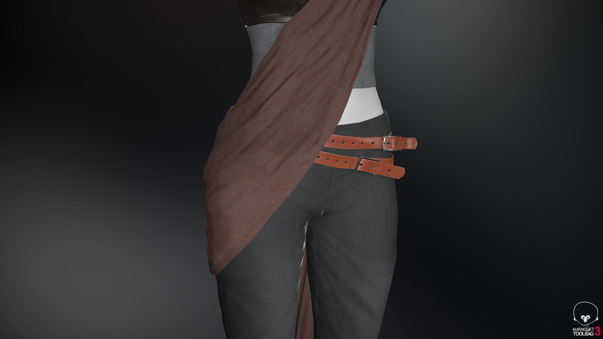 Female Ninja Outfit 3 Low-poly 3D model_34