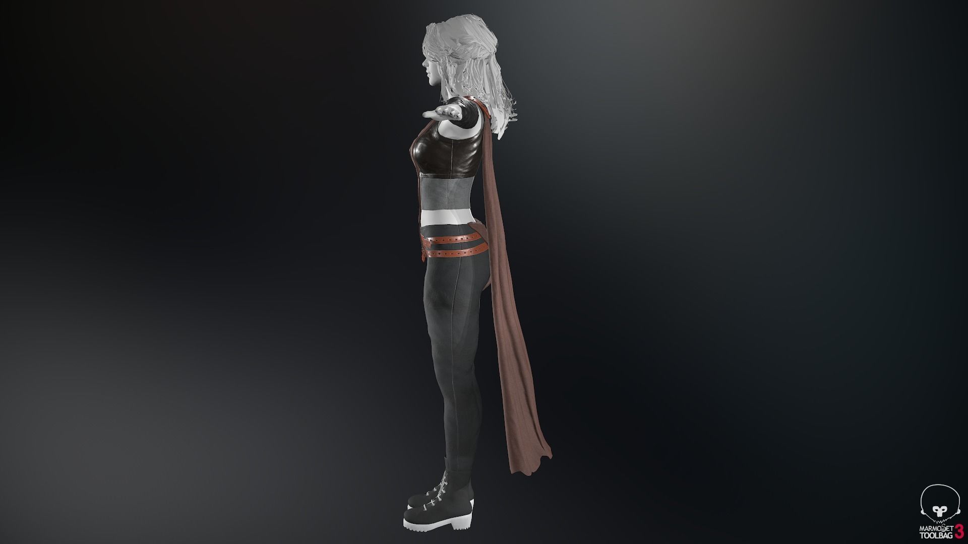 Female Ninja Outfit 3 Low-poly 3D model_5