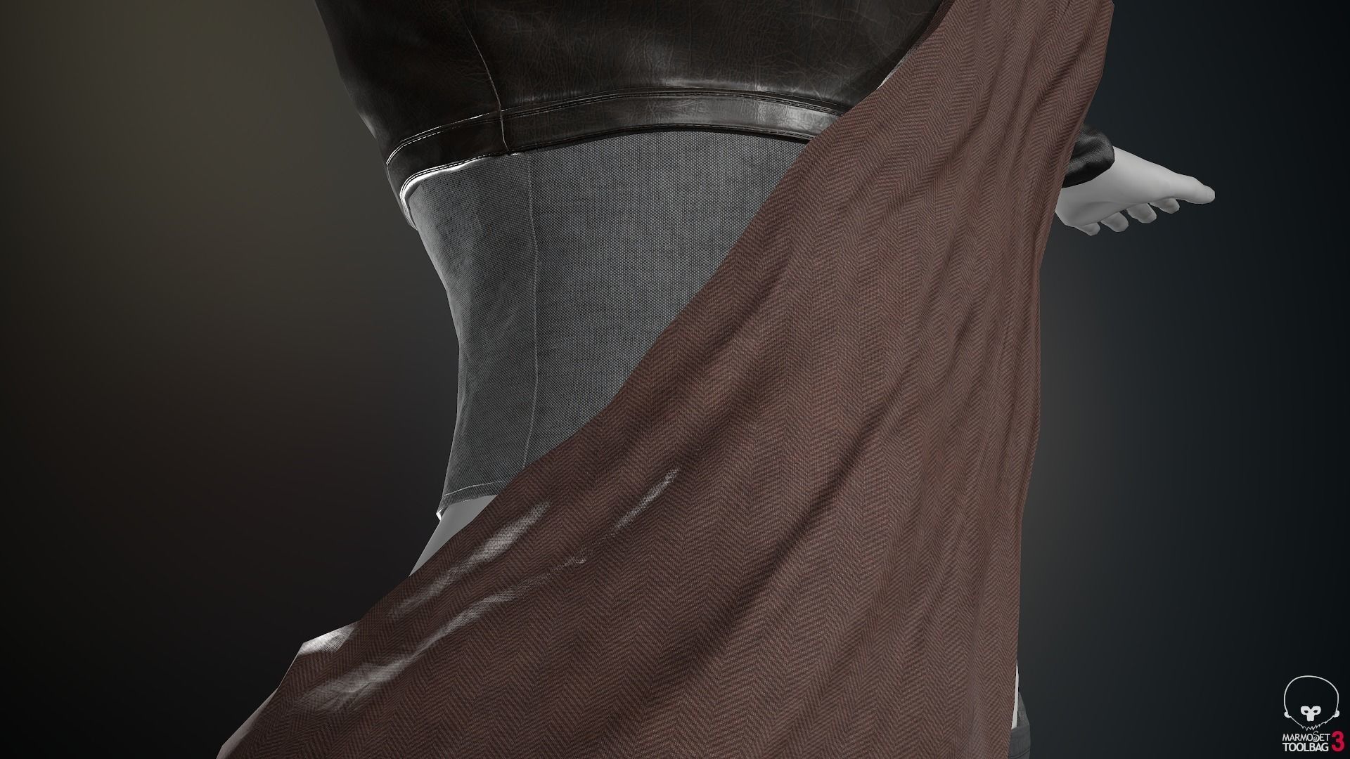 Female Ninja Outfit 3 Low-poly 3D model_23