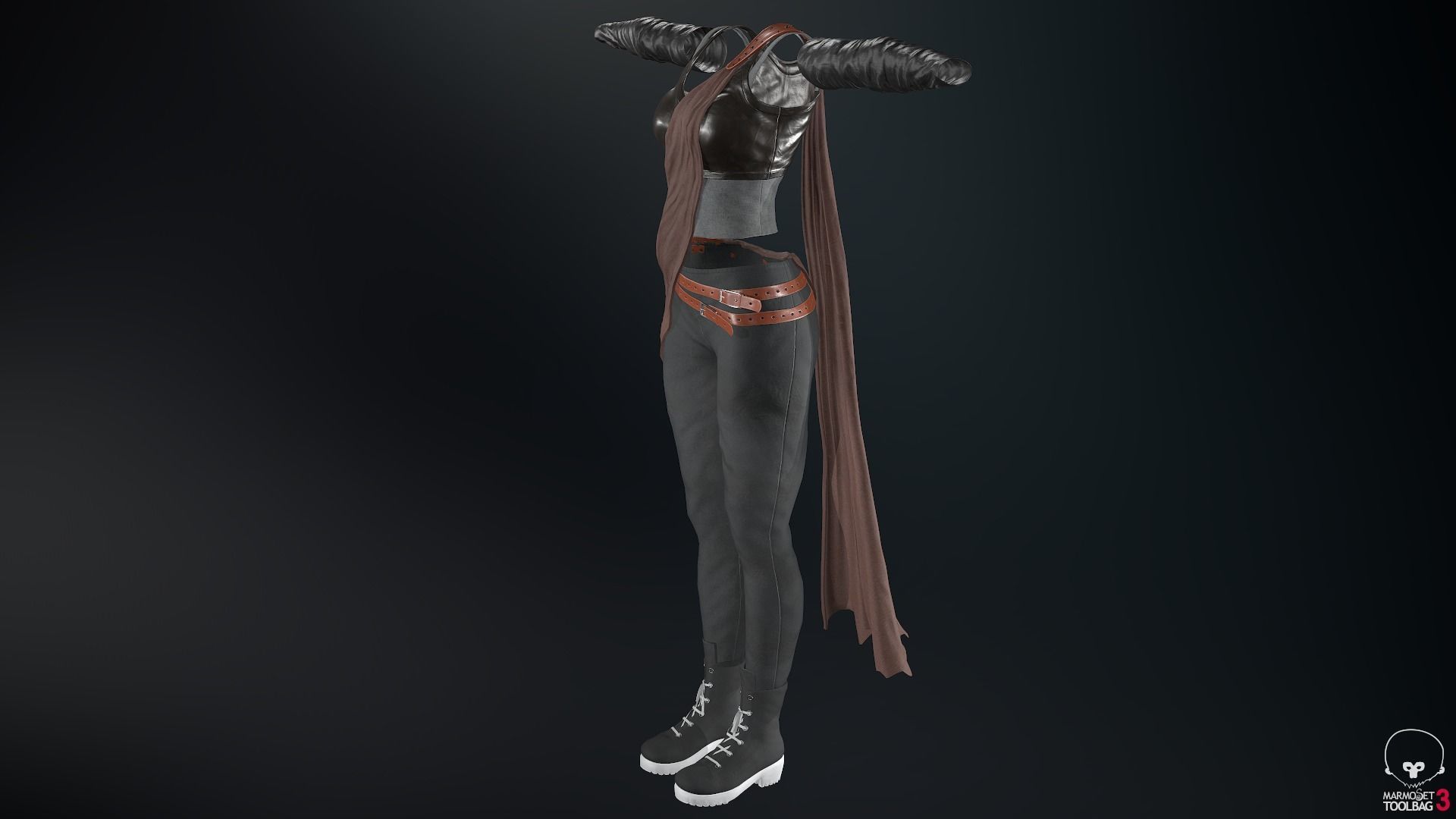 Female Ninja Outfit 3 Low-poly 3D model_58