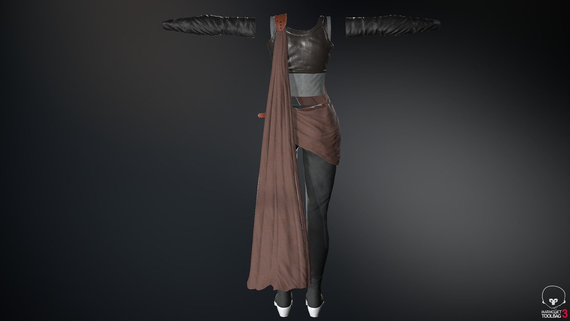 Female Ninja Outfit 3 Low-poly 3D model_57