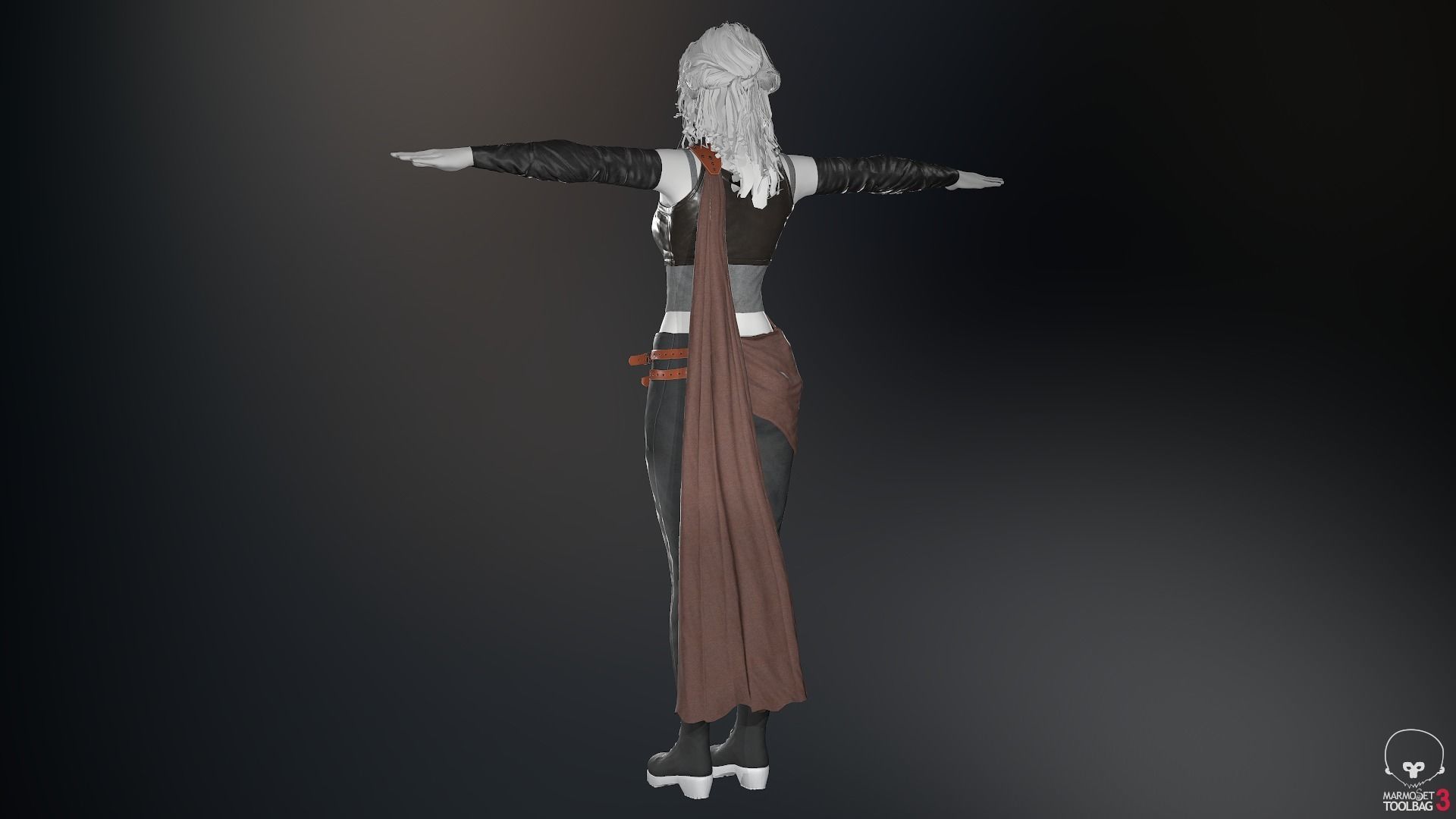 Female Ninja Outfit 3 Low-poly 3D model_6