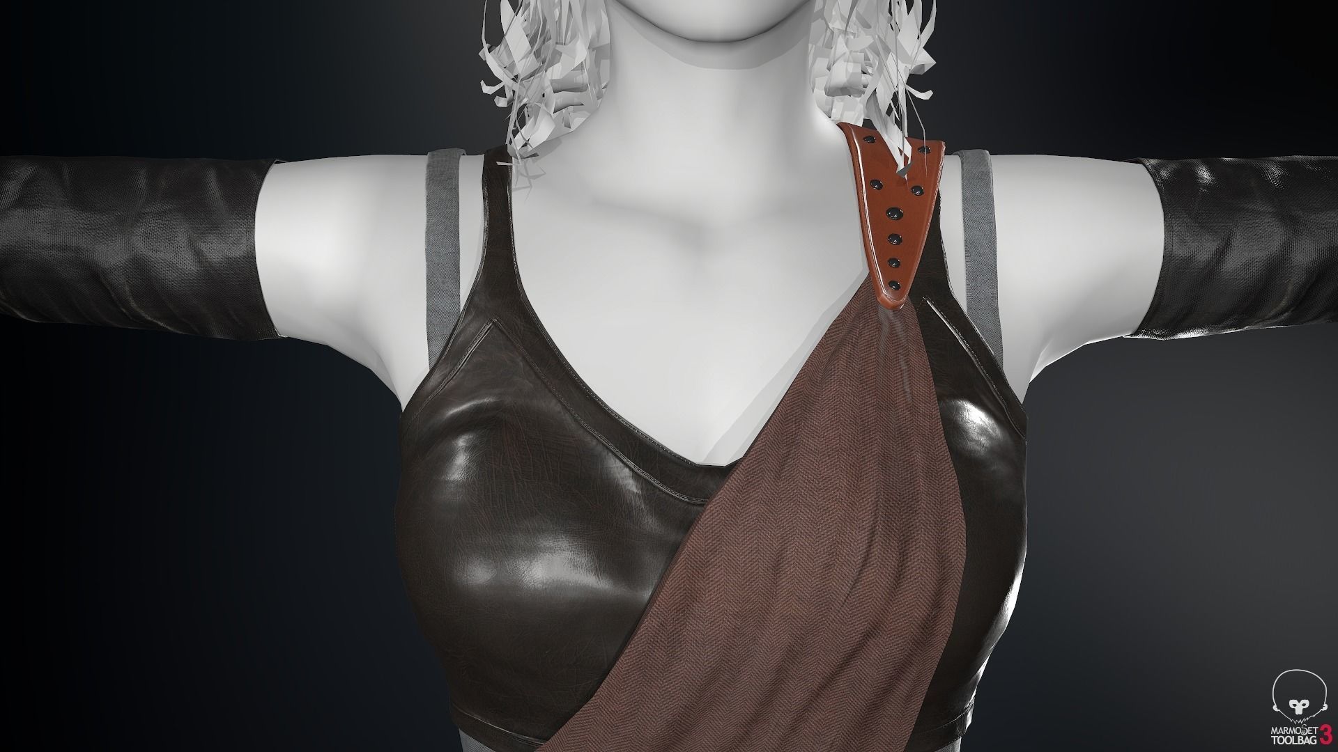 Female Ninja Outfit 3 Low-poly 3D model_11