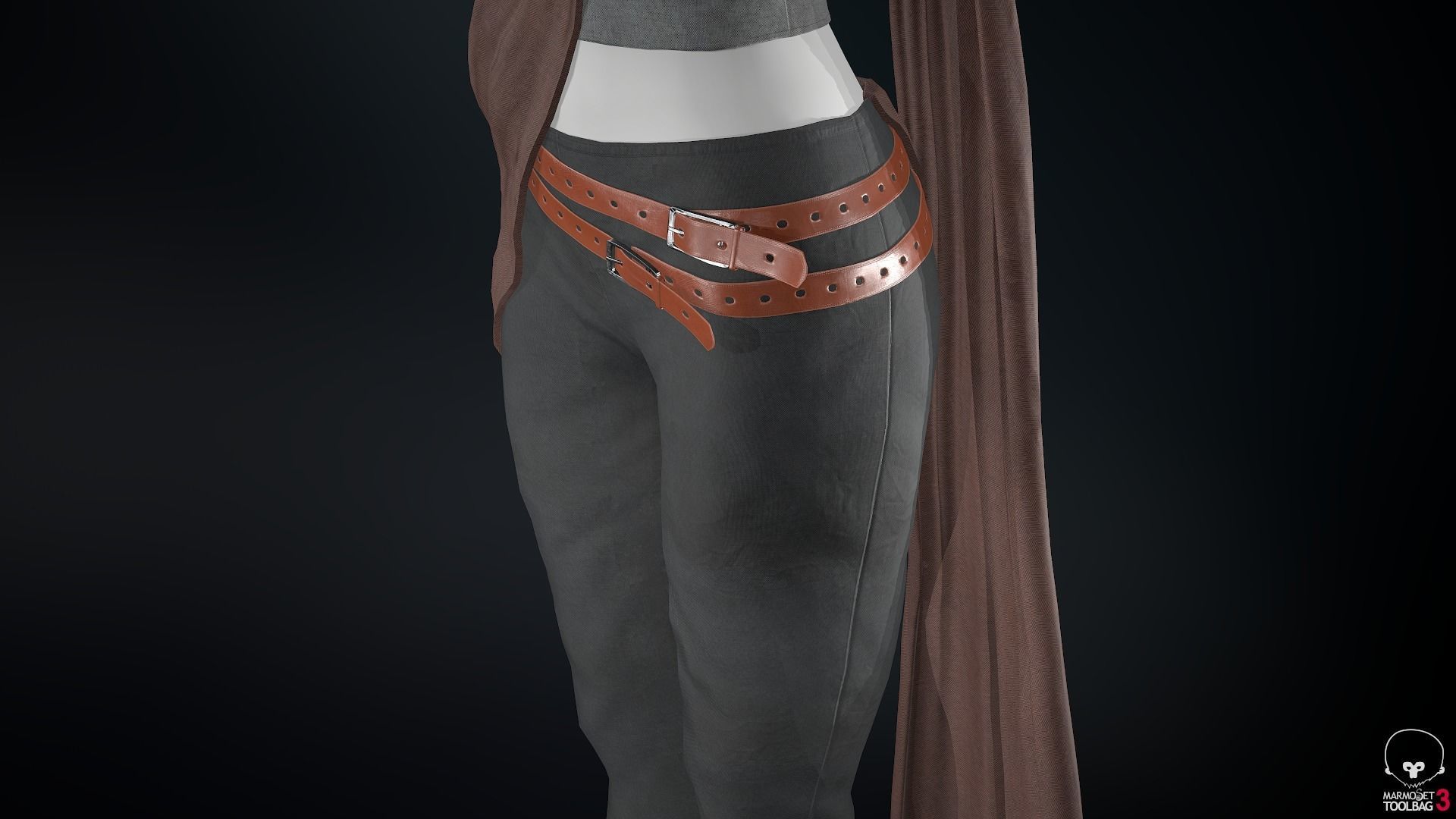 Female Ninja Outfit 3 Low-poly 3D model_39