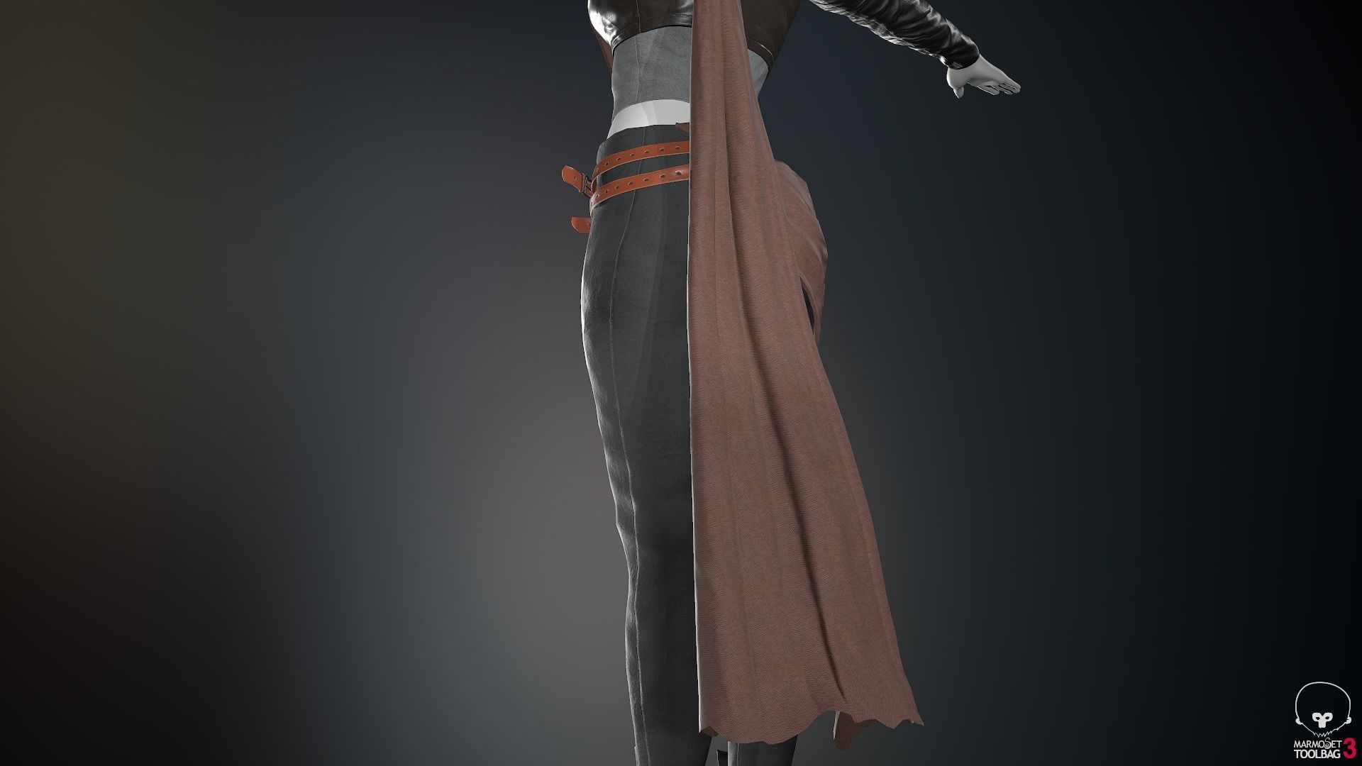 Female Ninja Outfit 3 Low-poly 3D model_40